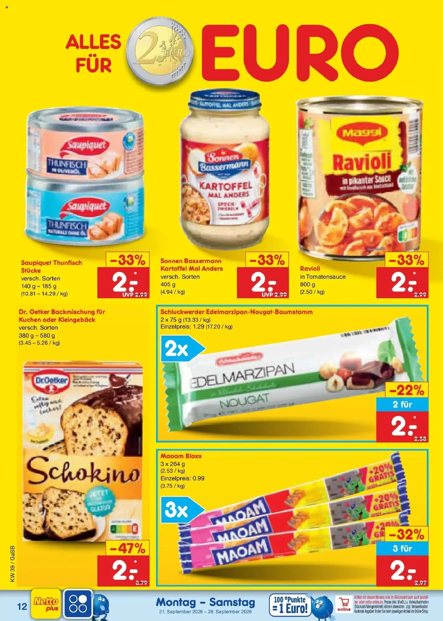 Netto Marken-Discount Prospekt Oldenburg – gültig ab 21.09.2026 | Seite: 20 | Produkte: Maggi, Thunfisch, Kuchen