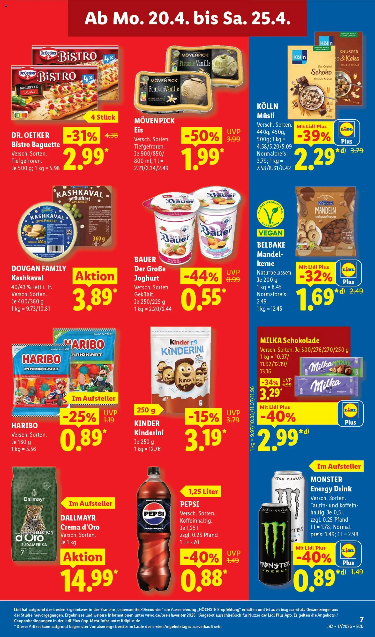 Lidl Německo leták od 20.04.2026 | Strana: 15 | Produkty: Vegan, Milka, Crema, Energy drink