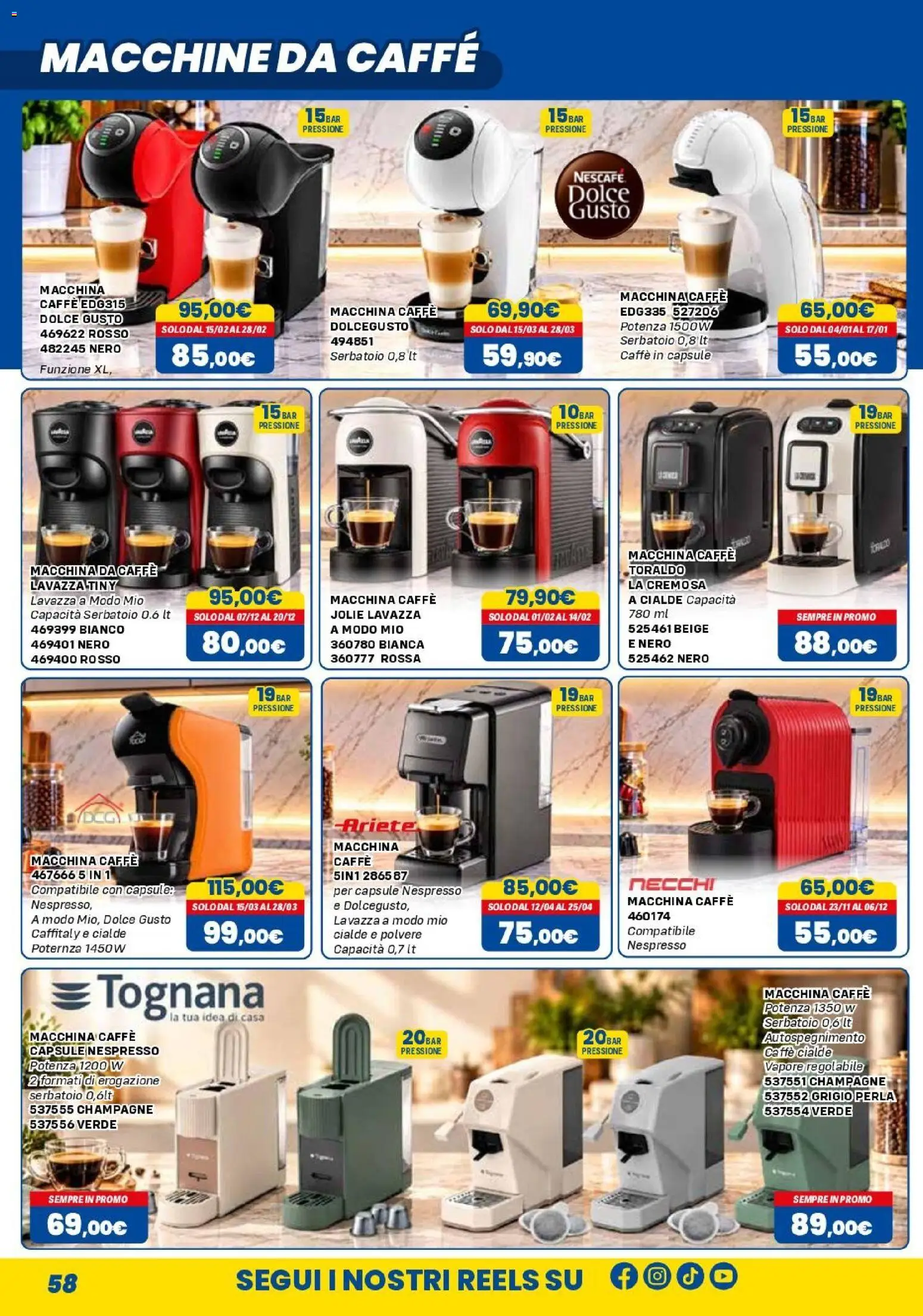 Volantino Orizzonte del 01/11/2026 | Pagina: 58 | Prodotti: Macchina da caffe, Caffe in capsule, Cialde, Nescafé