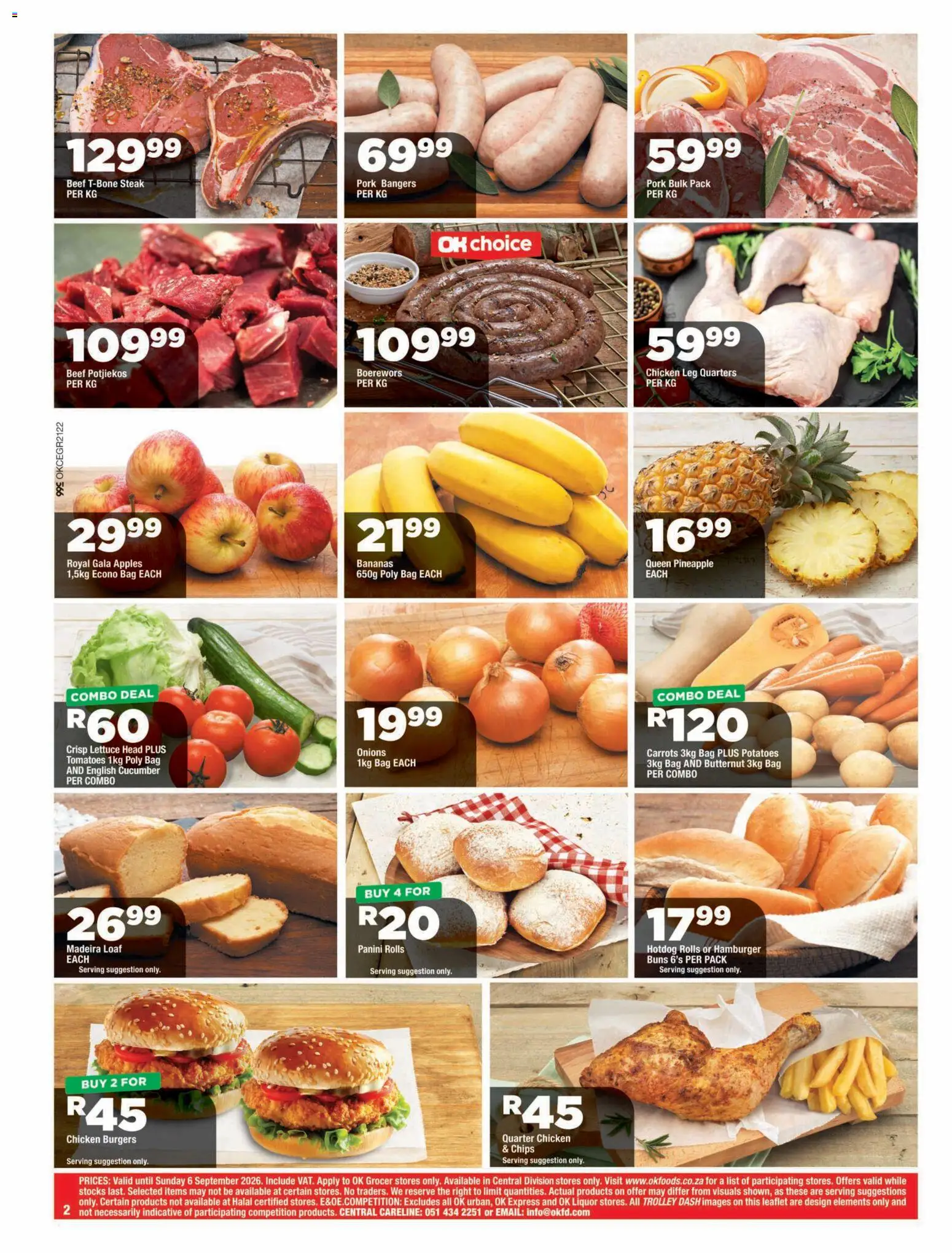 New OK Foods catalogue – valid from 25/08/2026 | Page: 2 | Products: Steak, Beef, Burgers, Lettuce