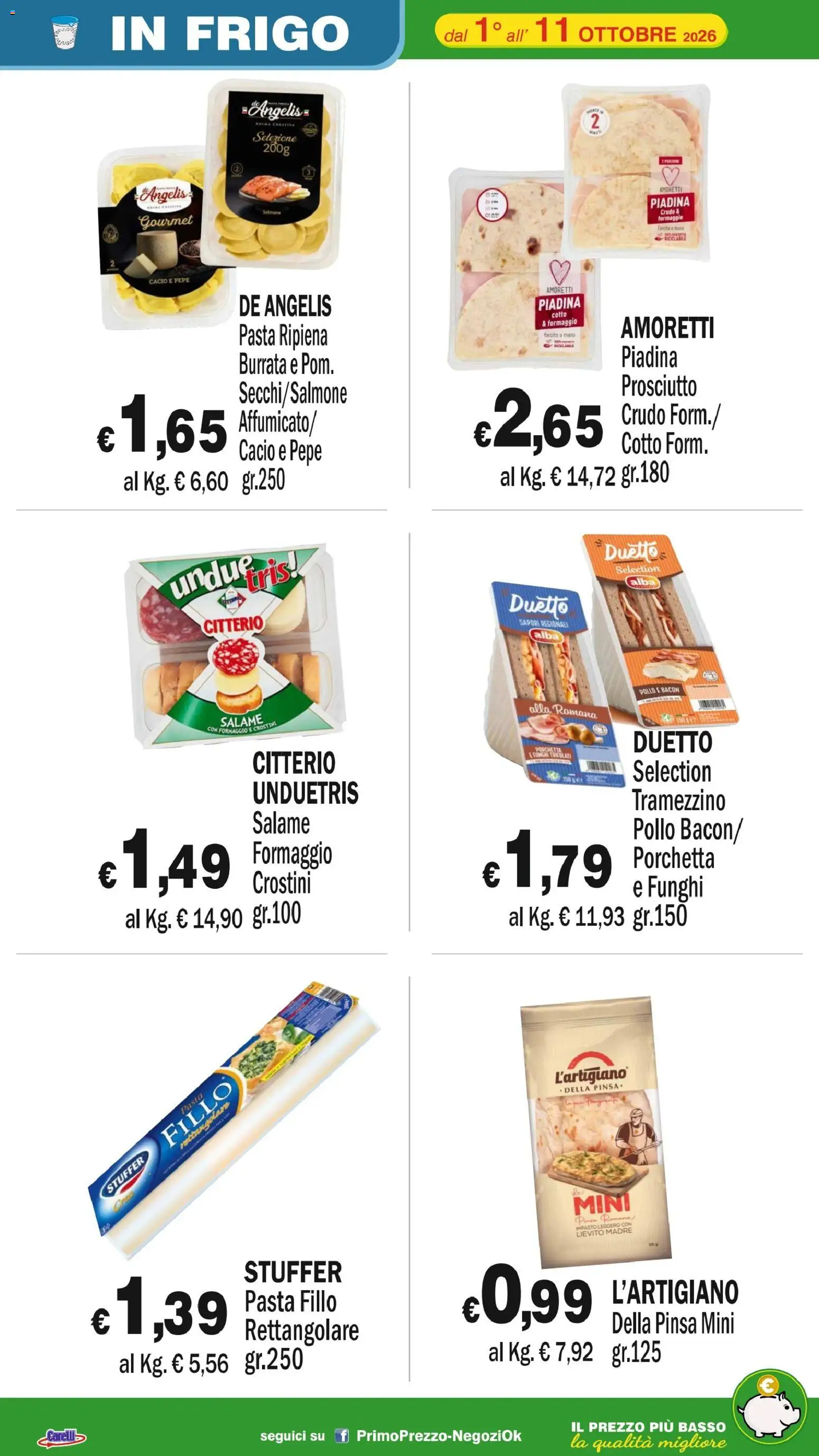 Volantino Primo Prezzo del 01/10/2026 | Pagina: 45 | Prodotti: Porchetta, Pasta, Crostini, Piadina