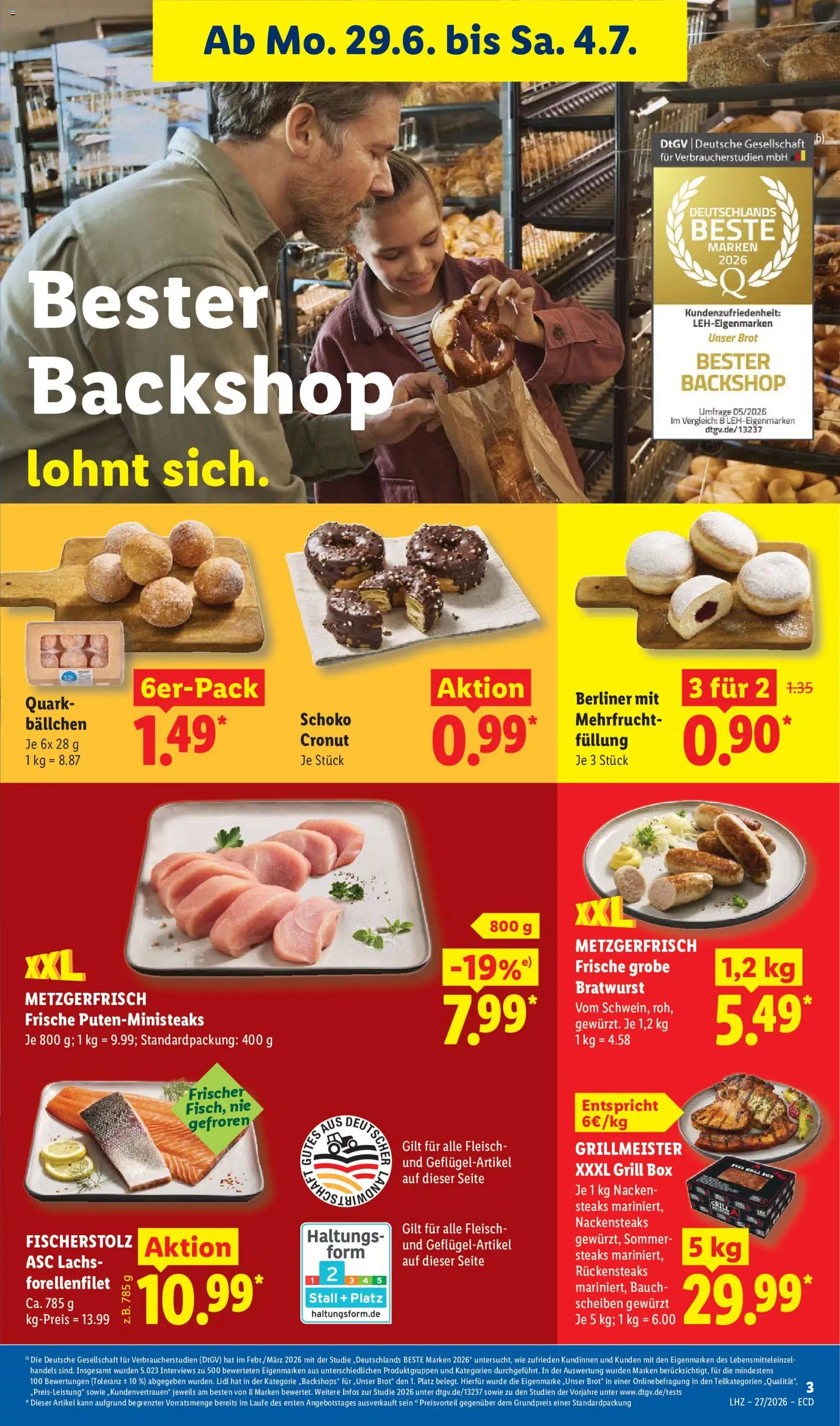 Lidl Prospekt – gültig ab 29.06.2026 | Seite: 13 | Produkte: Quark, Box, Lachs, Brot