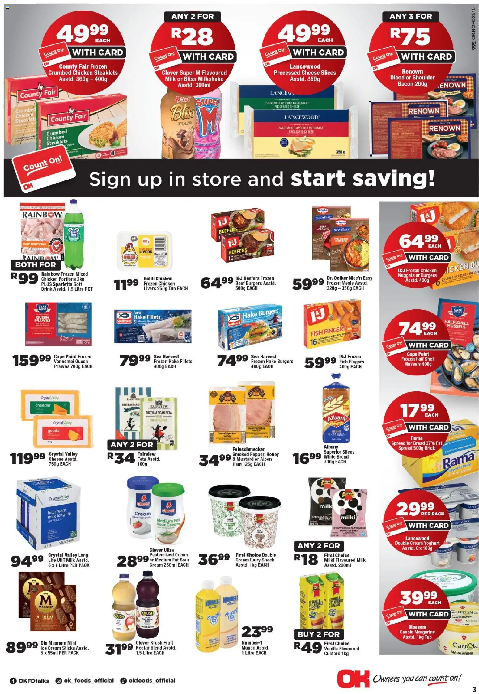 New OK Foods catalogue – valid from 10.06.2026 | Page: 3 | Products: Custard, Chicken, Sour cream, Beef