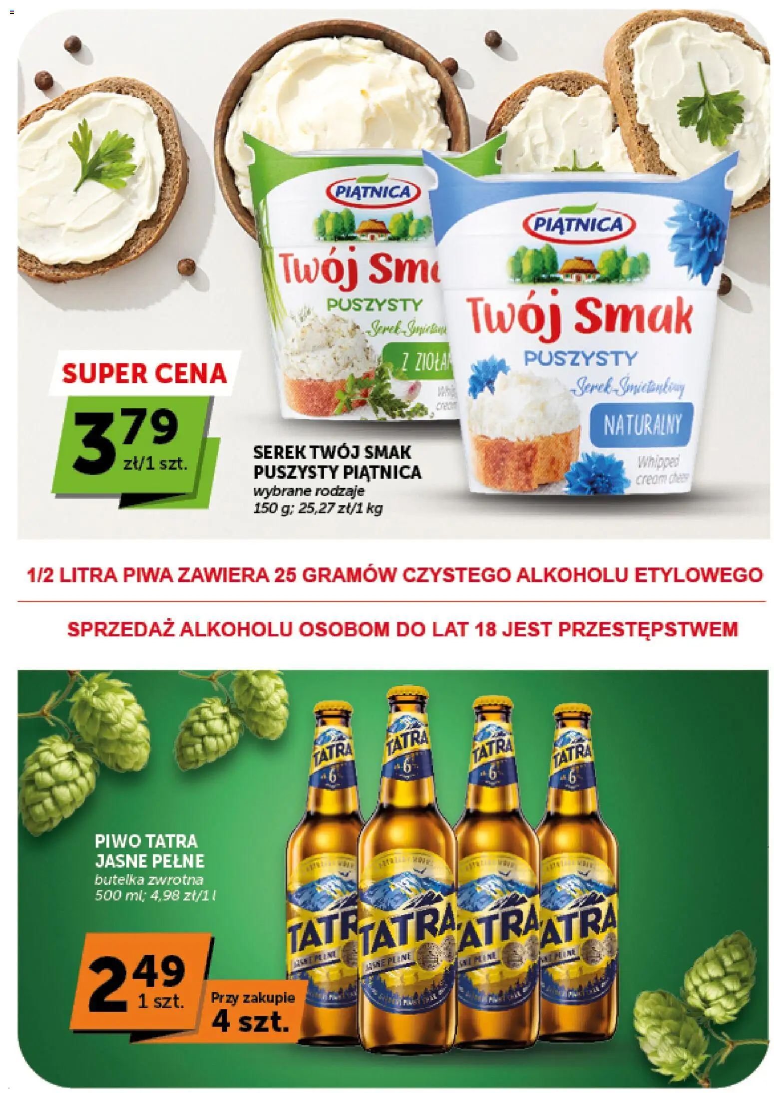 Euro Sklep gazetka - Minimarket od 13.08.2026 | Strona: 2 | Produkty: Serek Twój Smak, Serek, Zioła, Piwo