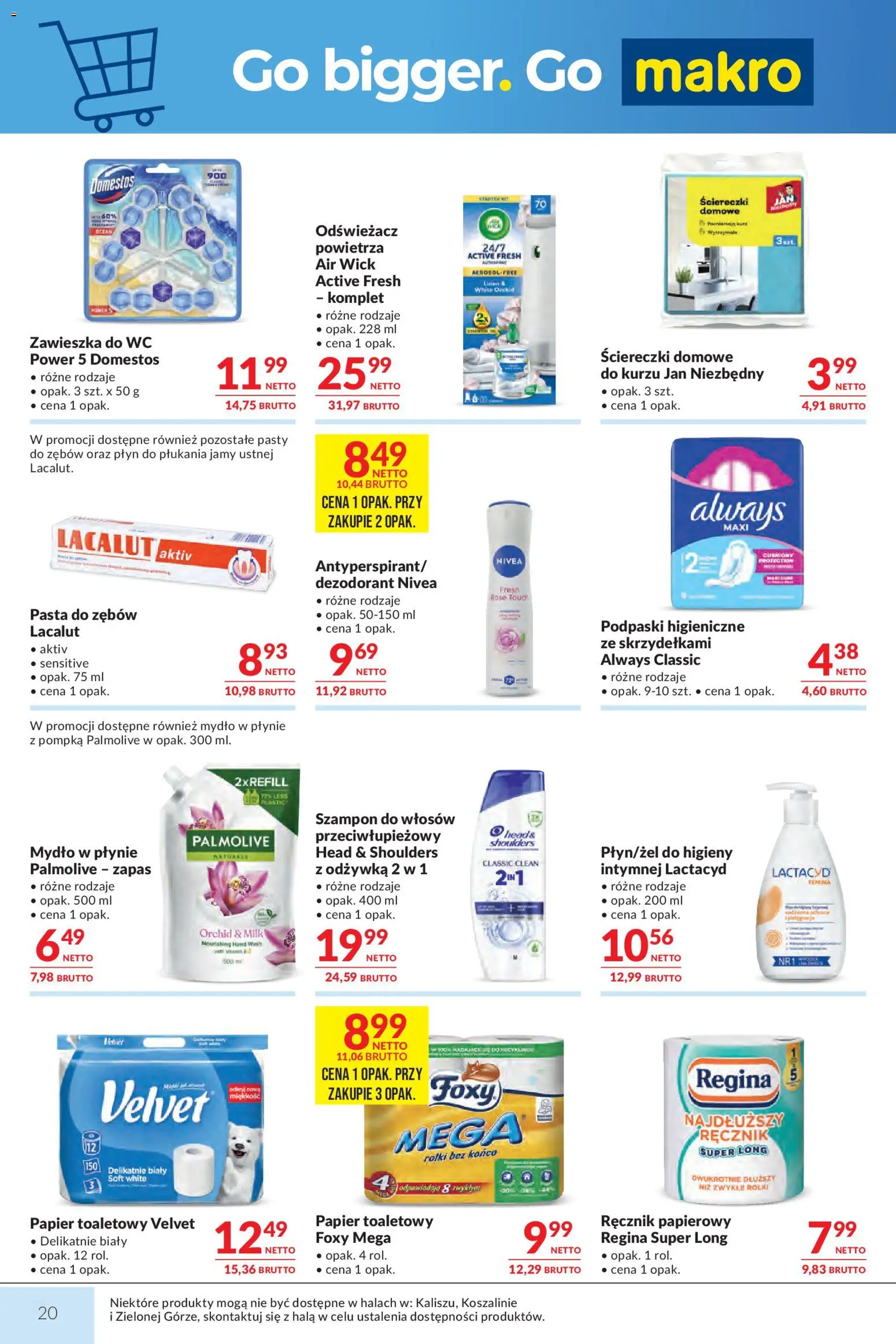 Makro gazetka od 12.05.2026 | Strona: 20 | Produkty: Mydło w płynie, Dezodorant, Ręcznik papierowy, Płyn do płukania jamy ustnej