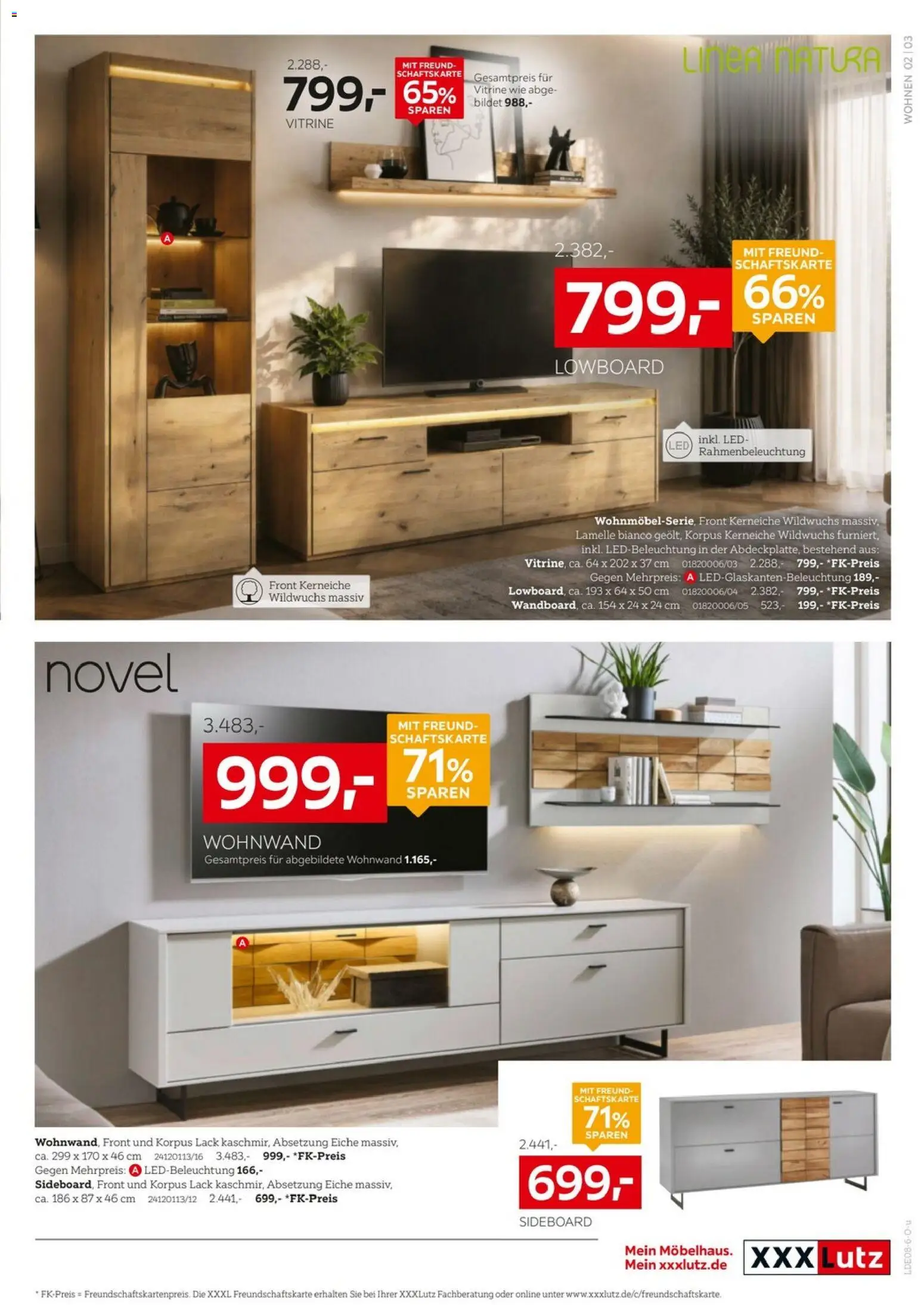 XXXLutz Wohnen Spezial – gültig ab 01.08.2026 | Seite: 3 | Produkte: Sideboard, Wohnwand, Lowboard, Vitrine