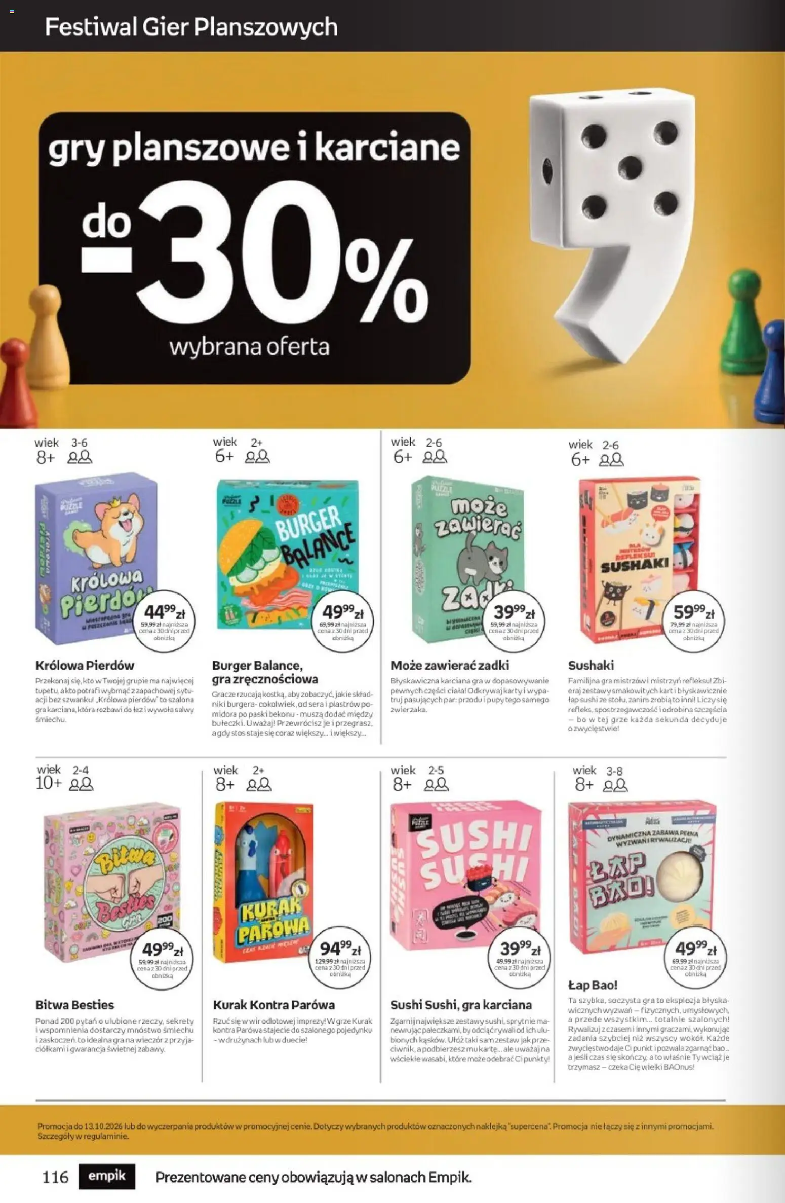 Empik promocje od 23.09.2026 | Strona: 116 | Produkty: Gra, Gry planszowe, Sushi, Gry