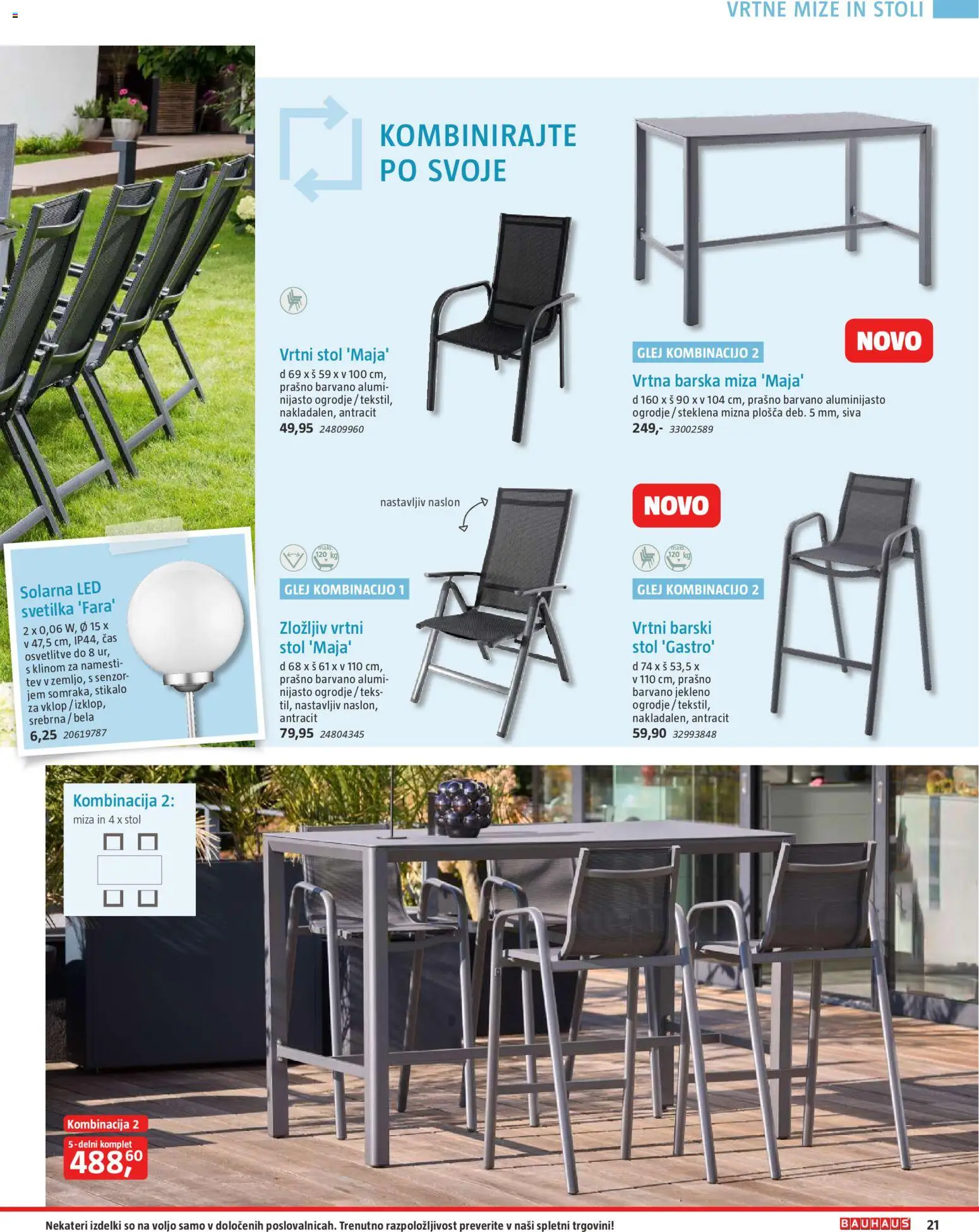 Novi Bauhaus katalog ponudbe – veljaven od 28.09.2026 | Stran: 21 | Izdelki: Vrtni stol, Miza, Stol, Svetilka