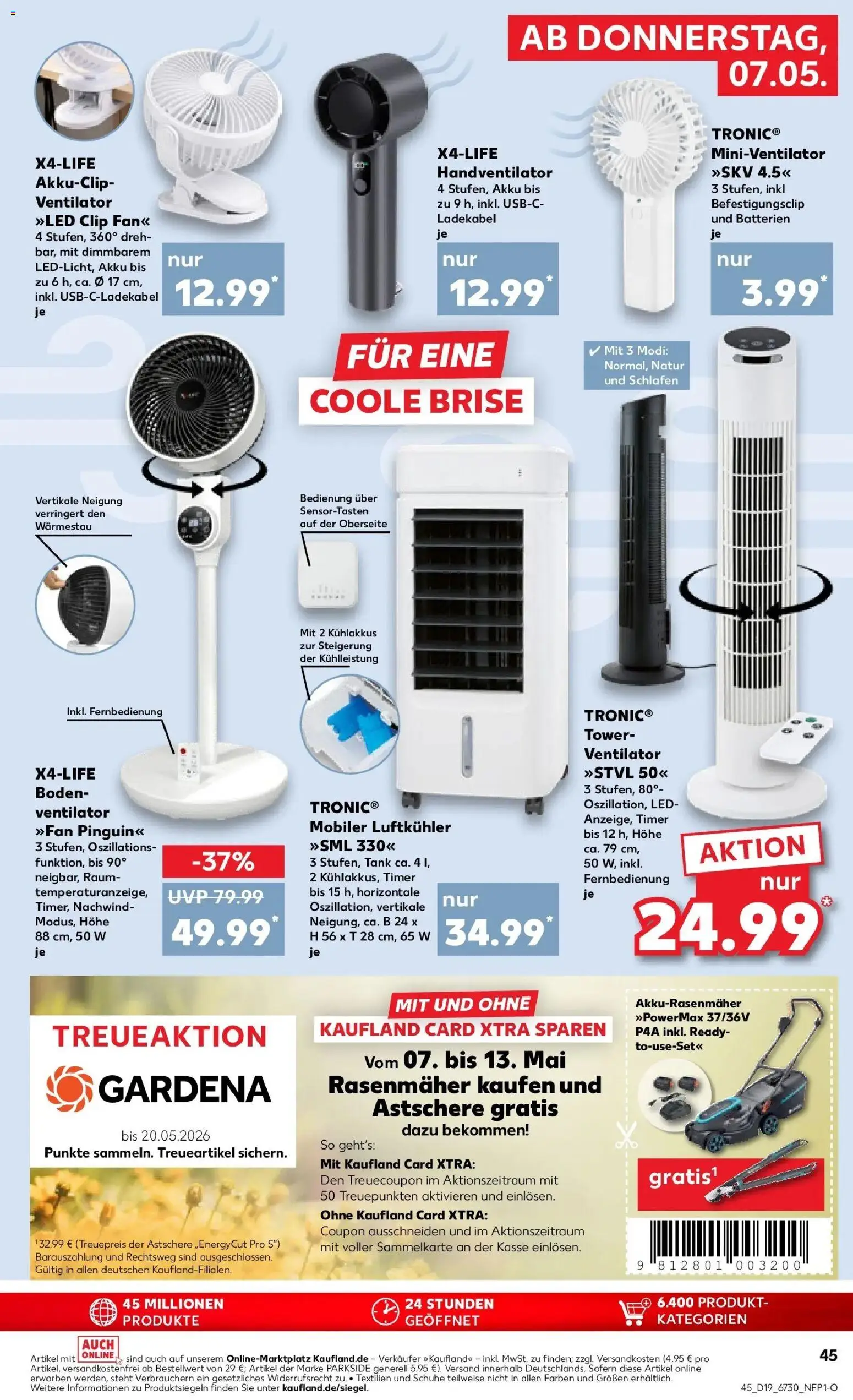 Kaufland Prospekt Delitzsch	 – gültig ab 04.05.2026 | Seite: 50 | Produkte: Ventilator, Rasenmäher, Batterien, Ladekabel