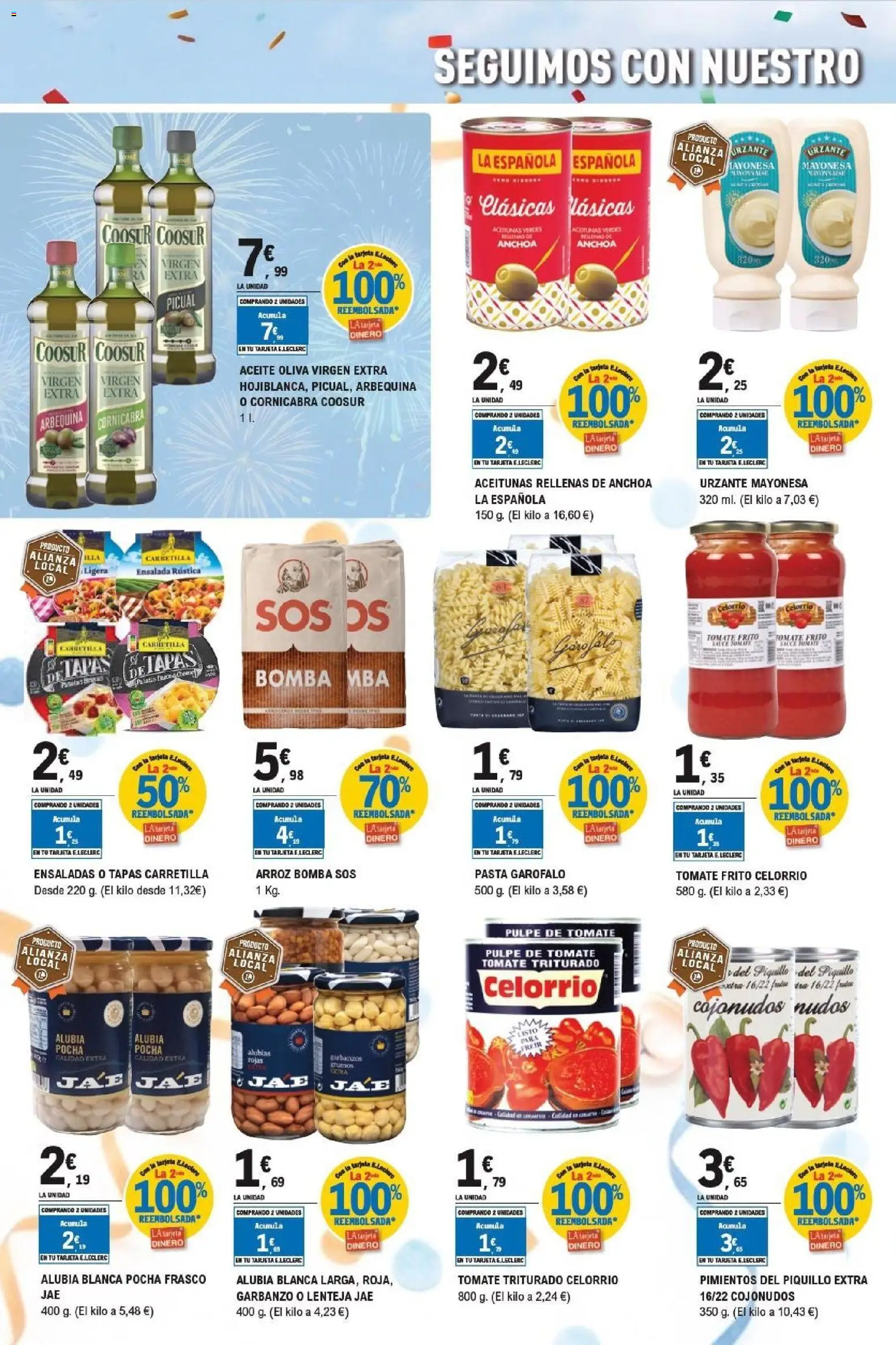 E.Leclerc Aniversario │ válido desde el 29/07/2026 | Página: 2 | Productos: Ensalada, Οθόνη προβολής, Anchoa, Tomate triturado