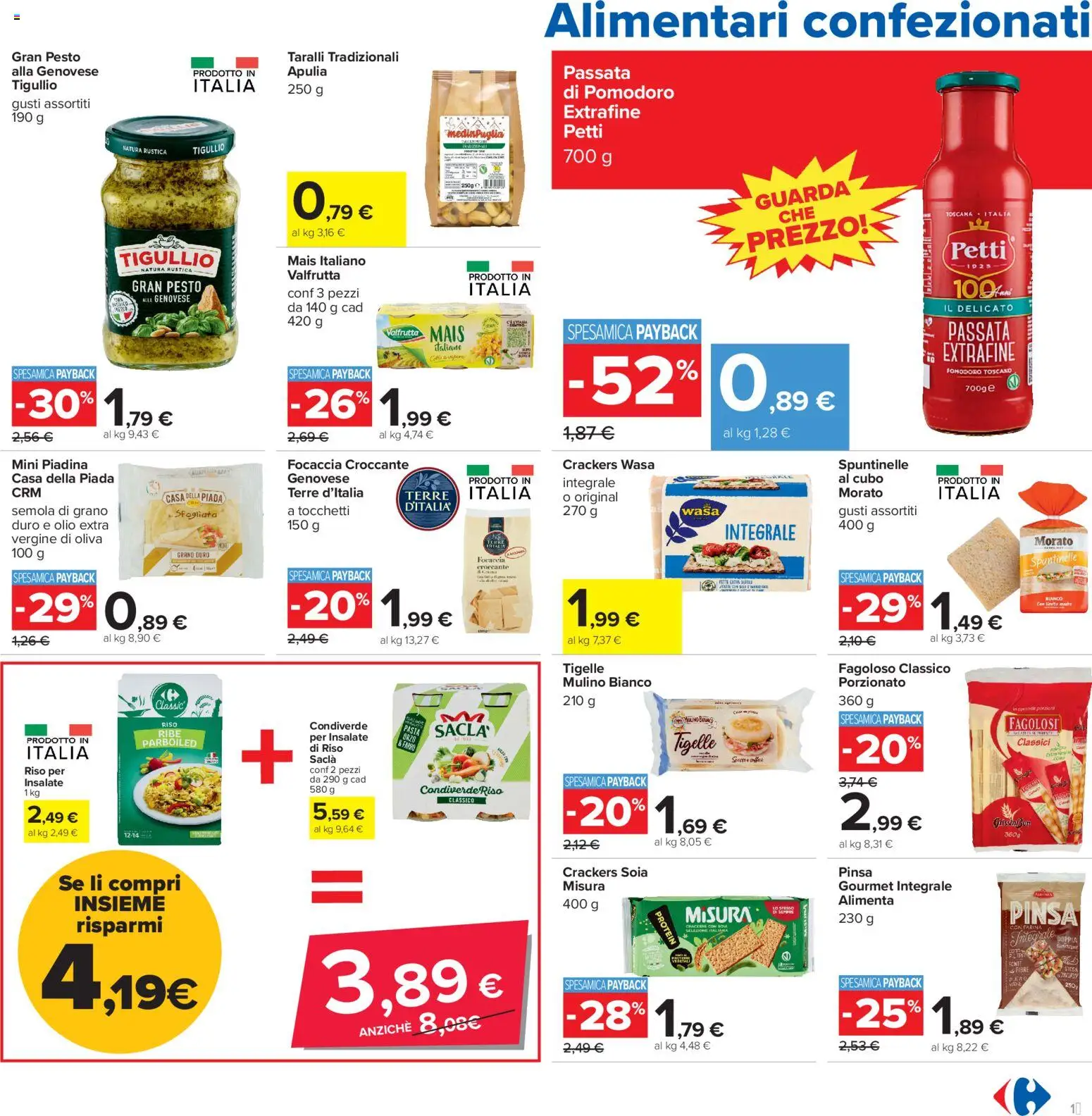Volantino Carrefour del 24/07/2026 | Pagina: 15 | Prodotti: Focaccia, Pesto, Taralli, Mais
