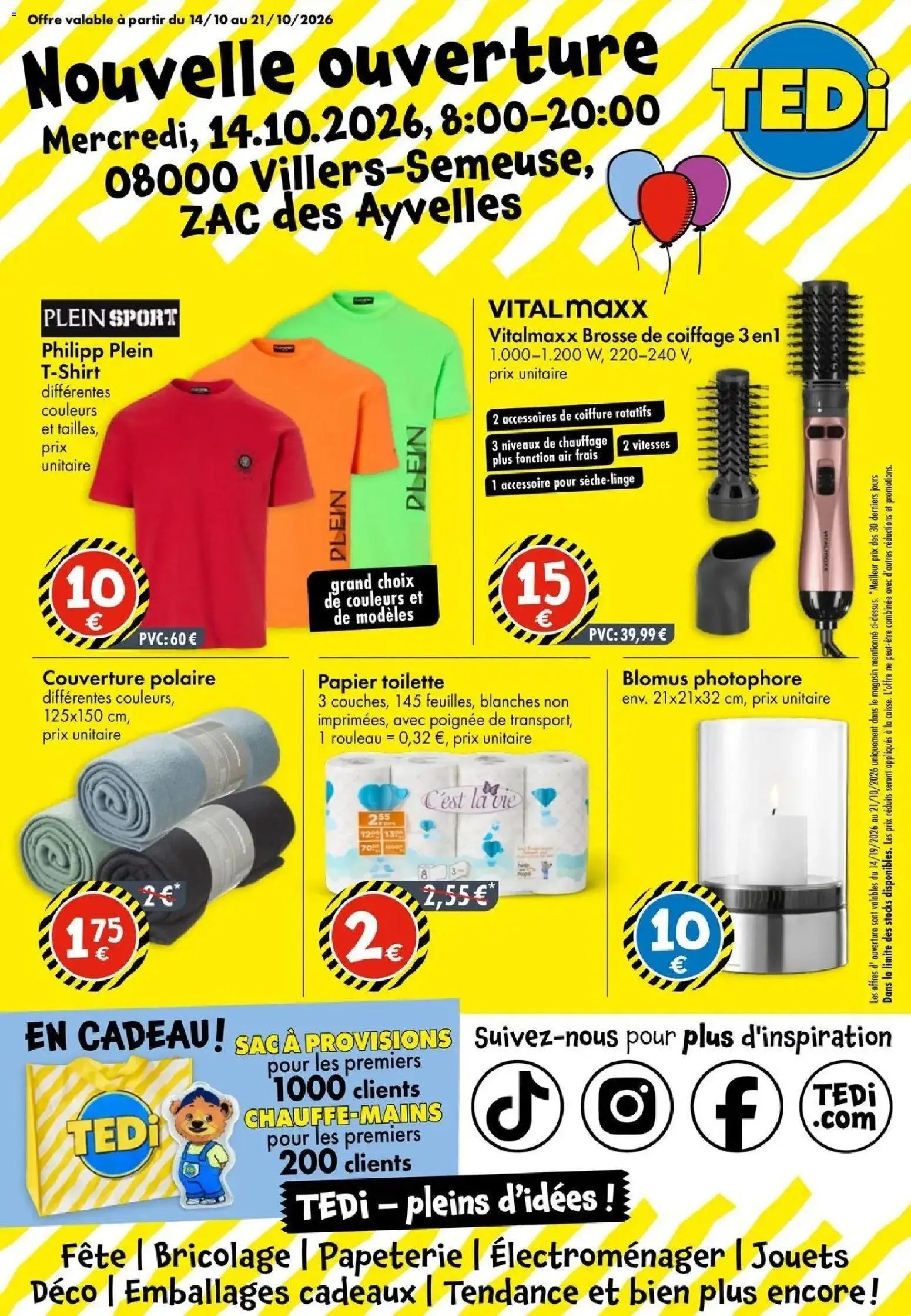 TEDi catalogue Charleville-Mézières à partir du 14/10/2026 - promo en ligne | Page: 1 | Produits: Papier toilette, Jouets, Couverture, Polaire