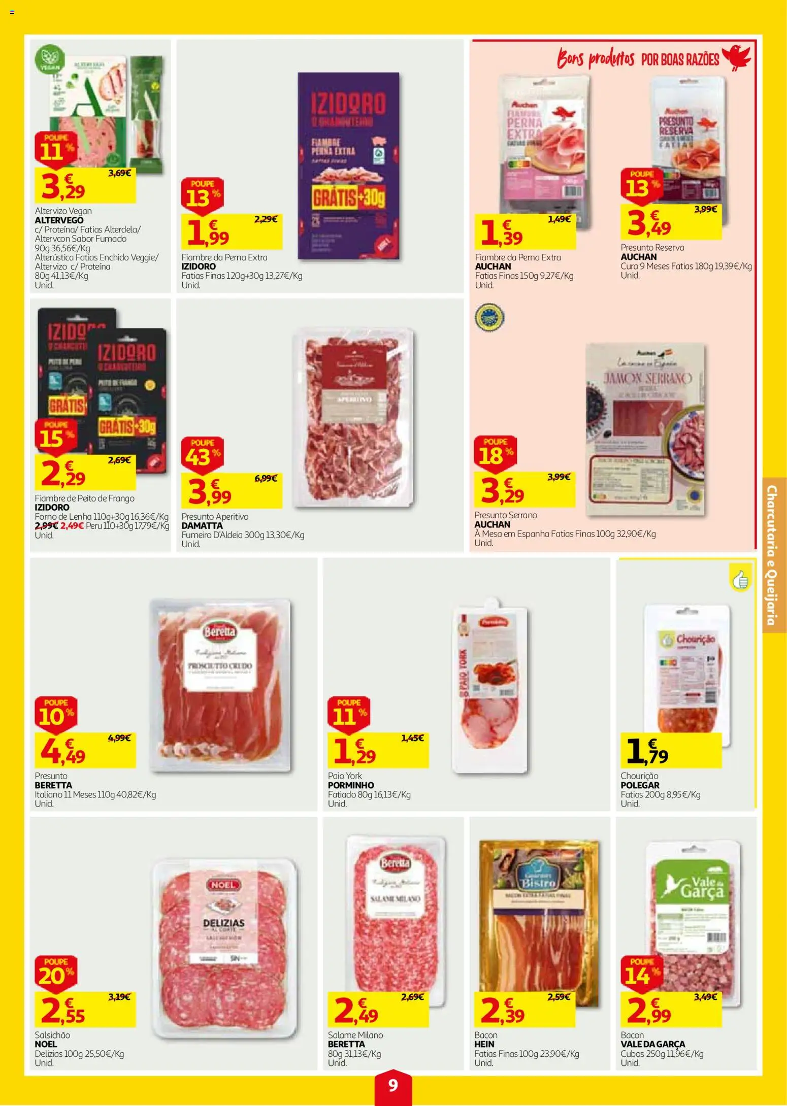 Auchan folheto │ válido de 24/09/2026 | Página: 9 | Produtos: Presunto Serrano, Peito de frango, Mesa, Proteina