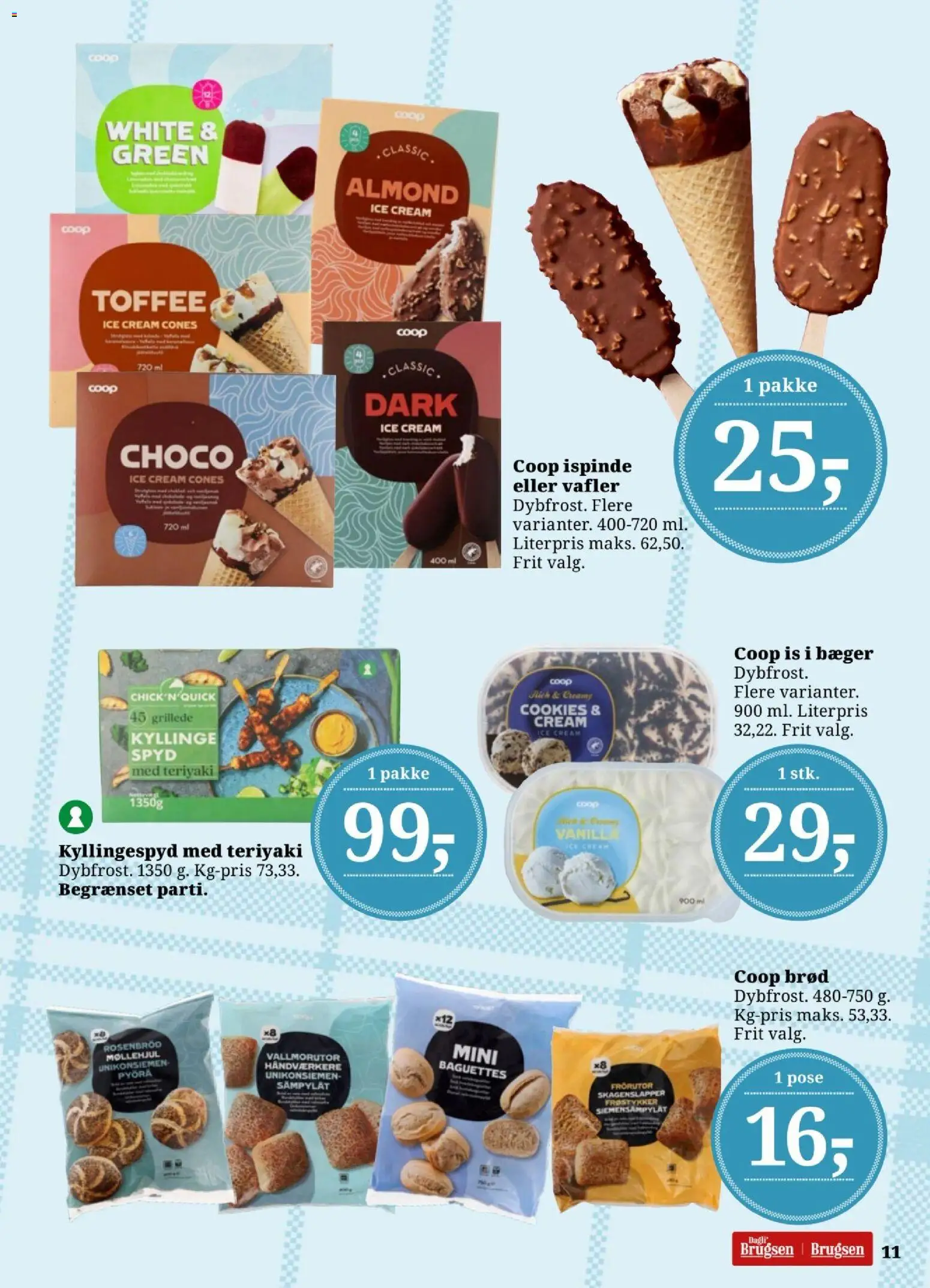 Dagli'Brugsen tilbudsavis – gyldig fra 31/07/2026 | Side: 11 | Produkter: Brød, Cookies, Is, Vafler