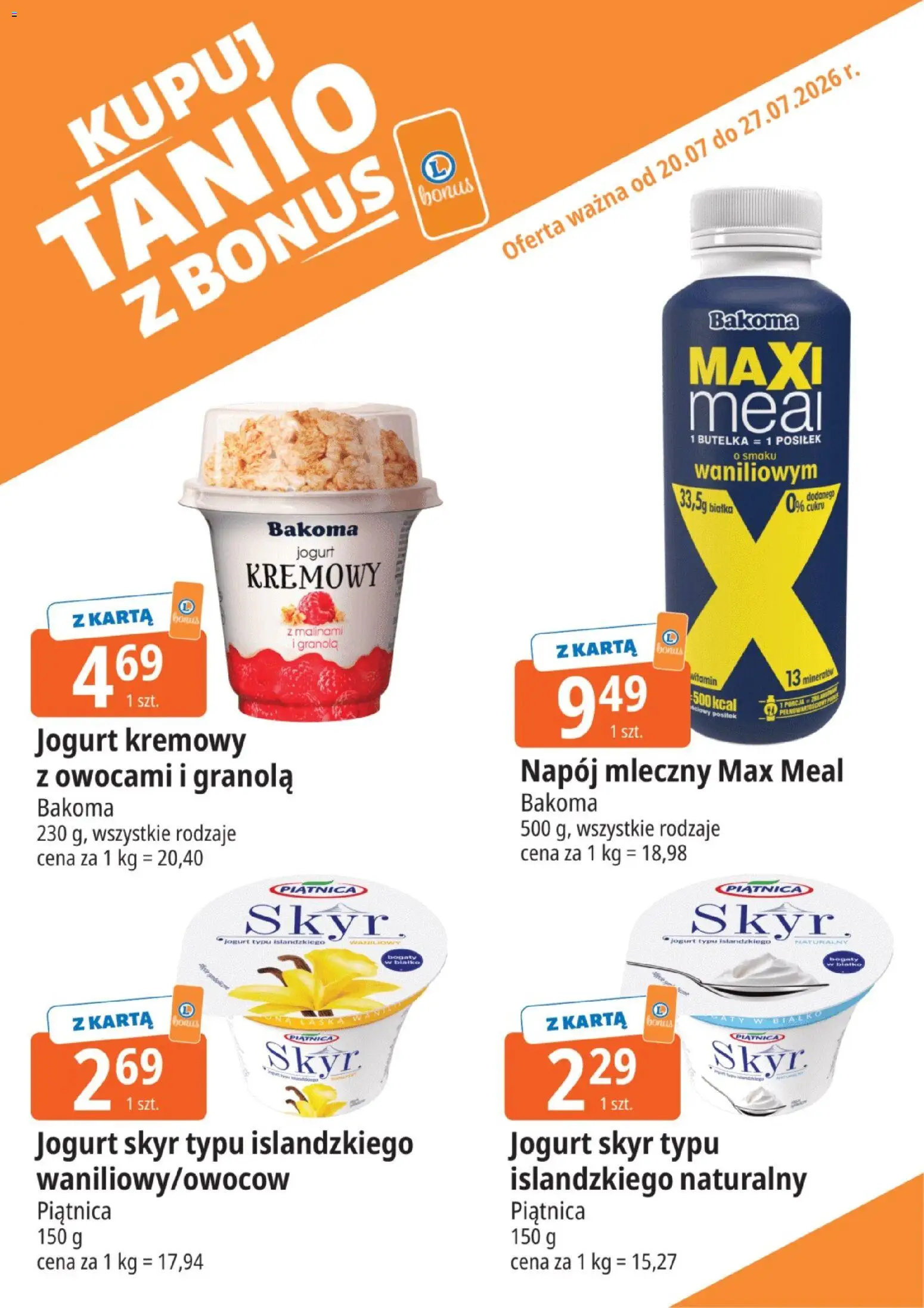 E.Leclerc gazetka - Kupony dodatkowe od 20.07.2026 | Strona: 11 | Produkty: Karta, Jogurt, Jogurt kremowy, Skyr