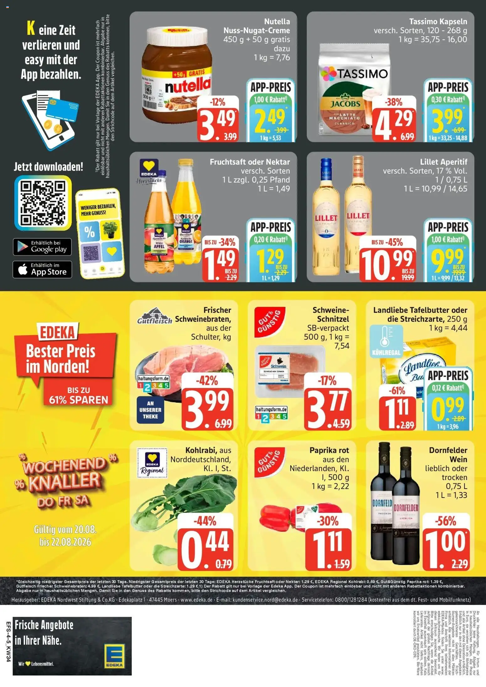 Edeka Prospekt Ostseebad Heringsdorf (ab 17.08.2026) » Angebote Online | Seite: 4 | Produkte: Theke, Paprika rot, Schnitzel, Wein