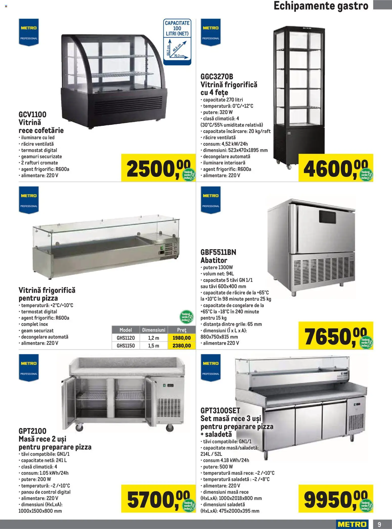 Noul catalog Metro – valabil de la 01.07.2026 | Pagină: 9 | Produse: Masă, Babak, Vitrină, Pizza