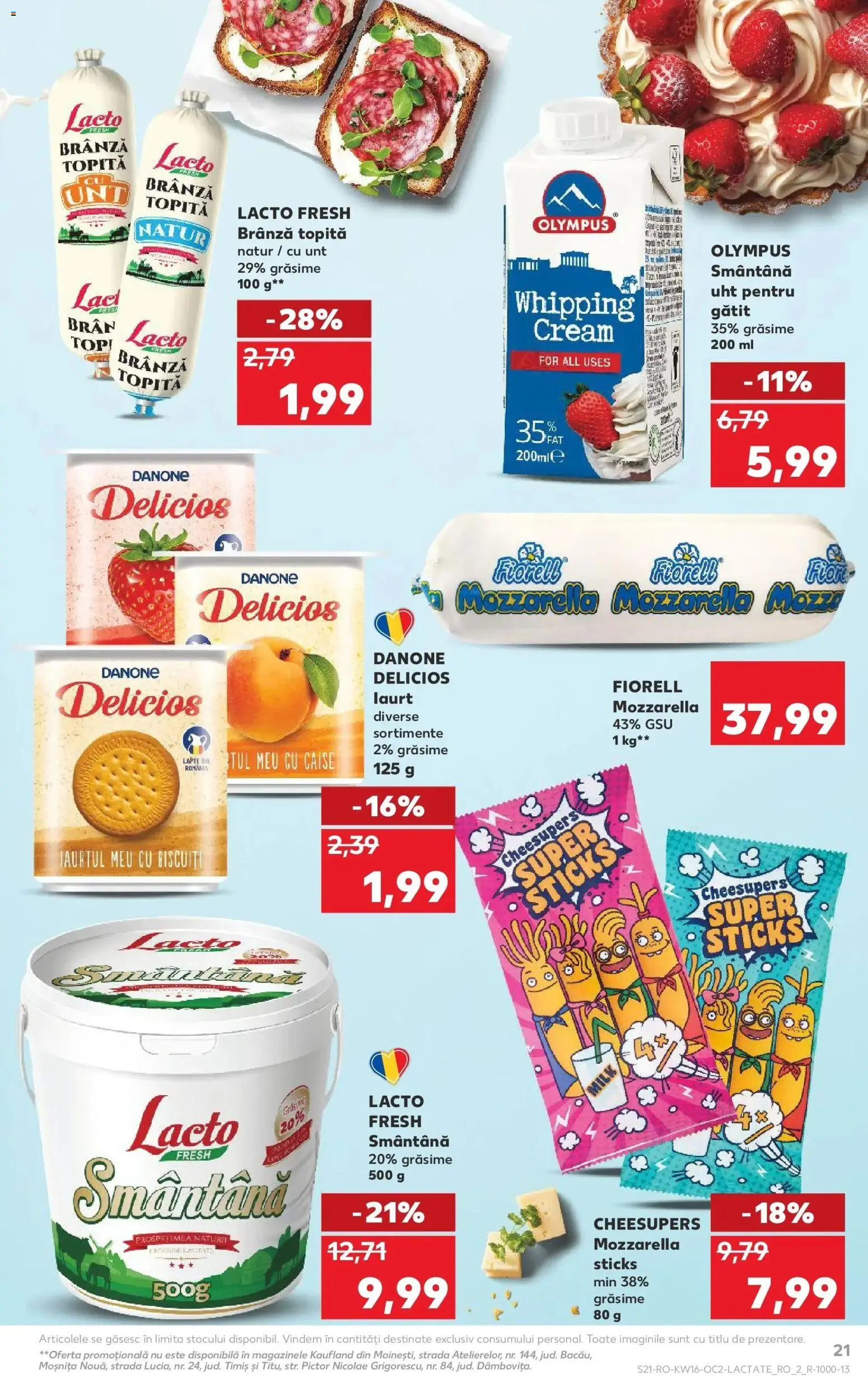 Noul catalog Kaufland – valabil de la 15.04.2026 | Pagină: 21 | Produse: Mozzarella, Smântână, Biscuiți, Ahtapot
