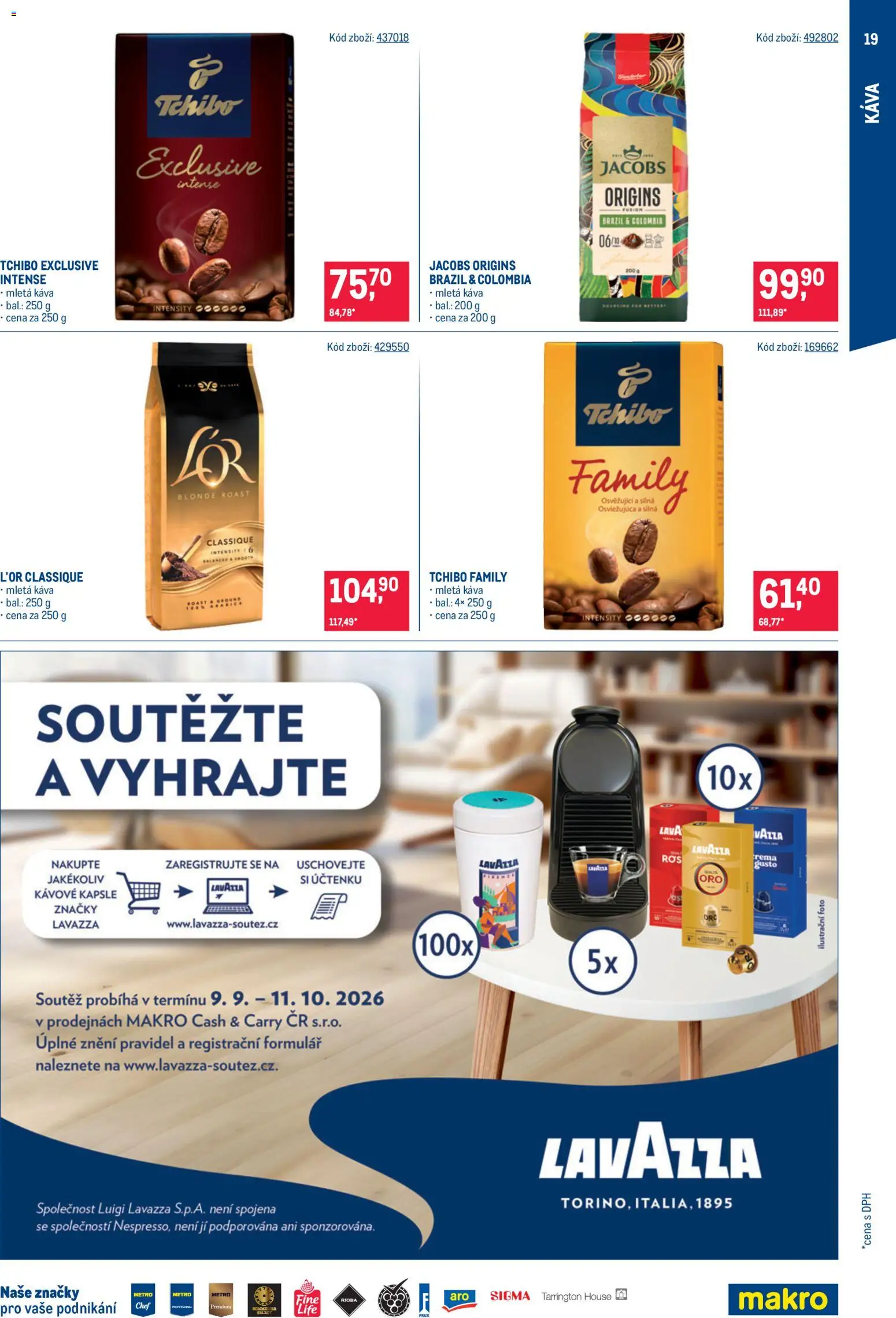 Makro leták - Káva od 09.09.2026 | Strana: 19 | Produkty: Kapsle, Tchibo, Lavazza, Jacobs