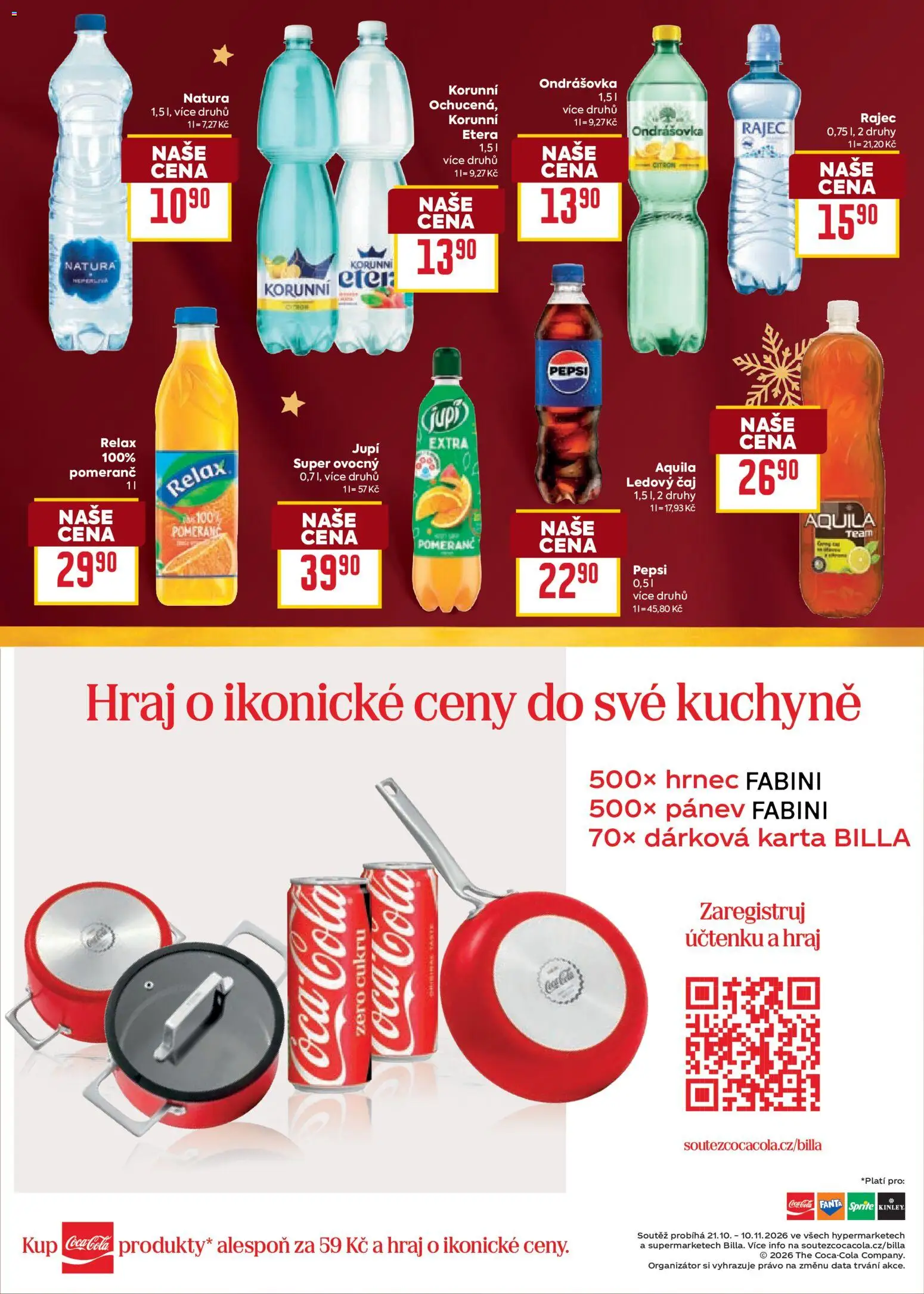 Billa leták - Vánoce od 21.10.2026 | Strana: 18 | Produkty: Pánev, Sprite, Ledový čaj, Cola