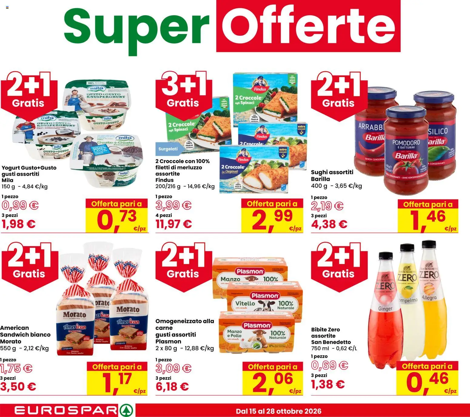 Volantino Eurospar del 15/10/2026 | Pagina: 4 | Prodotti: Pollo, Merluzzo, Pomodoro, Vitello