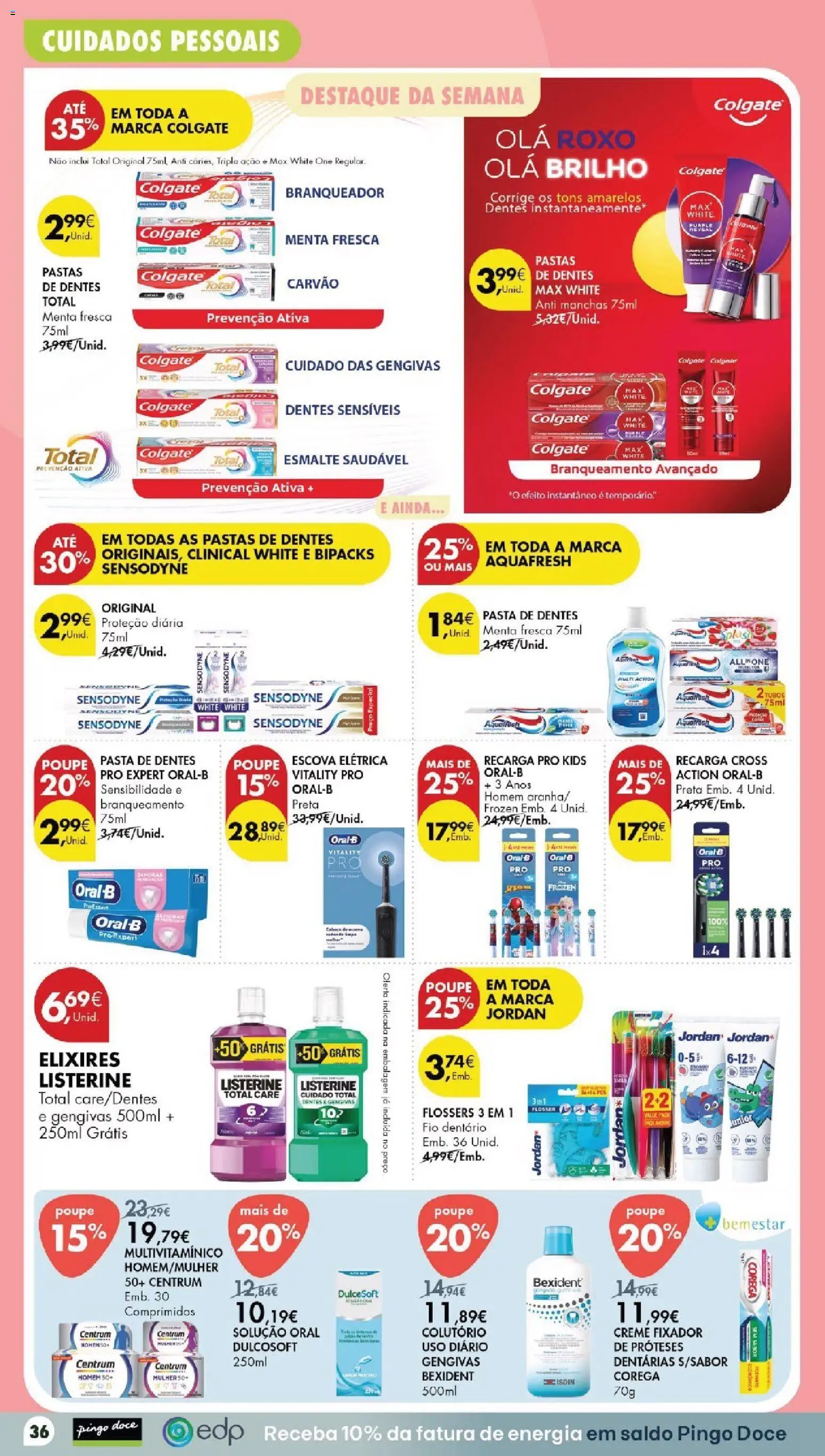 Pingo Doce folheto │ válido de 20/10/2026 | Página: 38 | Produtos: Listerine, Pasta de dentes, Fixador, Creme