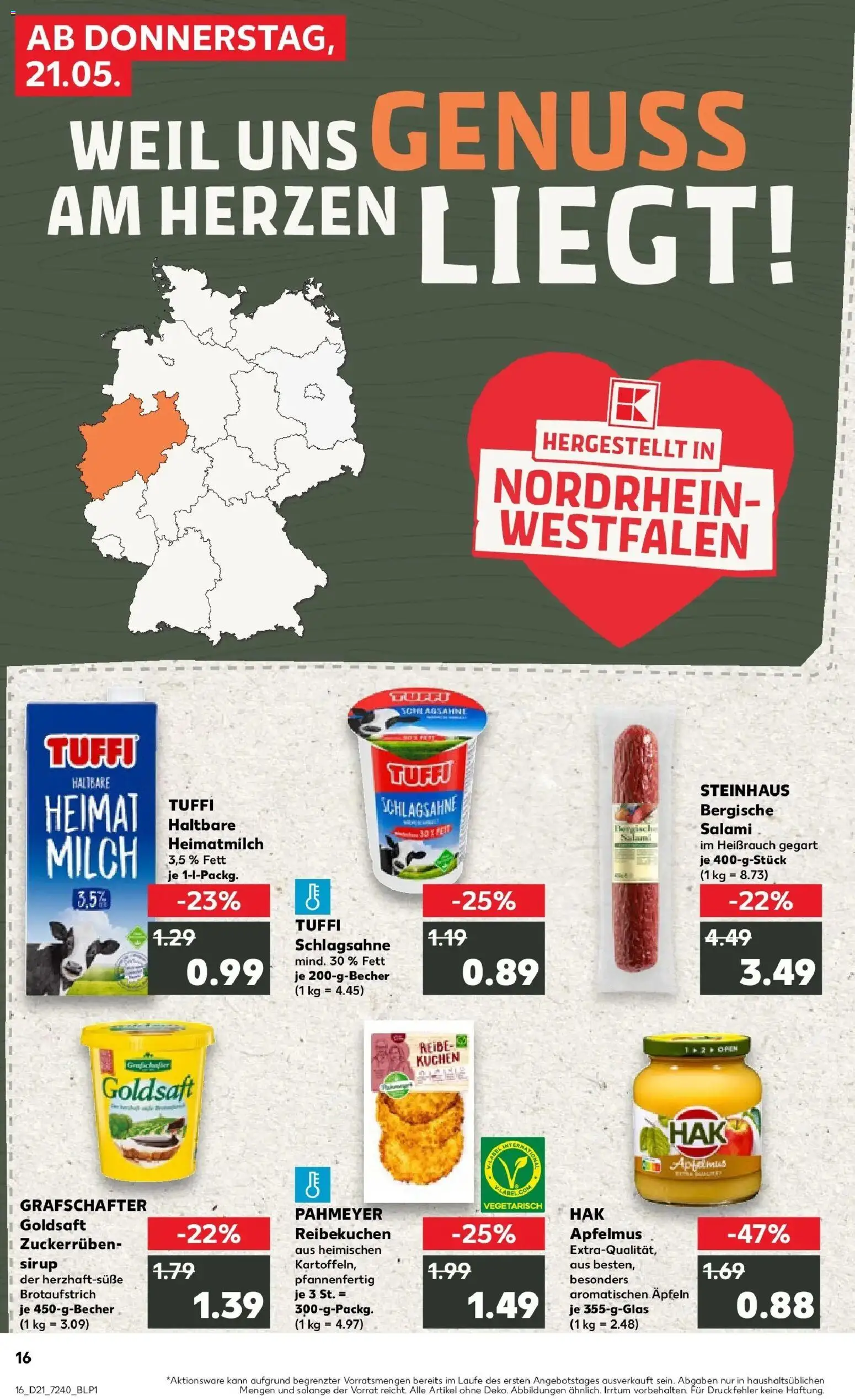 Kaufland Prospekt Gevelsberg – gültig ab 18.05.2026 | Seite: 21 | Produkte: Schlagsahne, Sirup, Apple, Kuchen