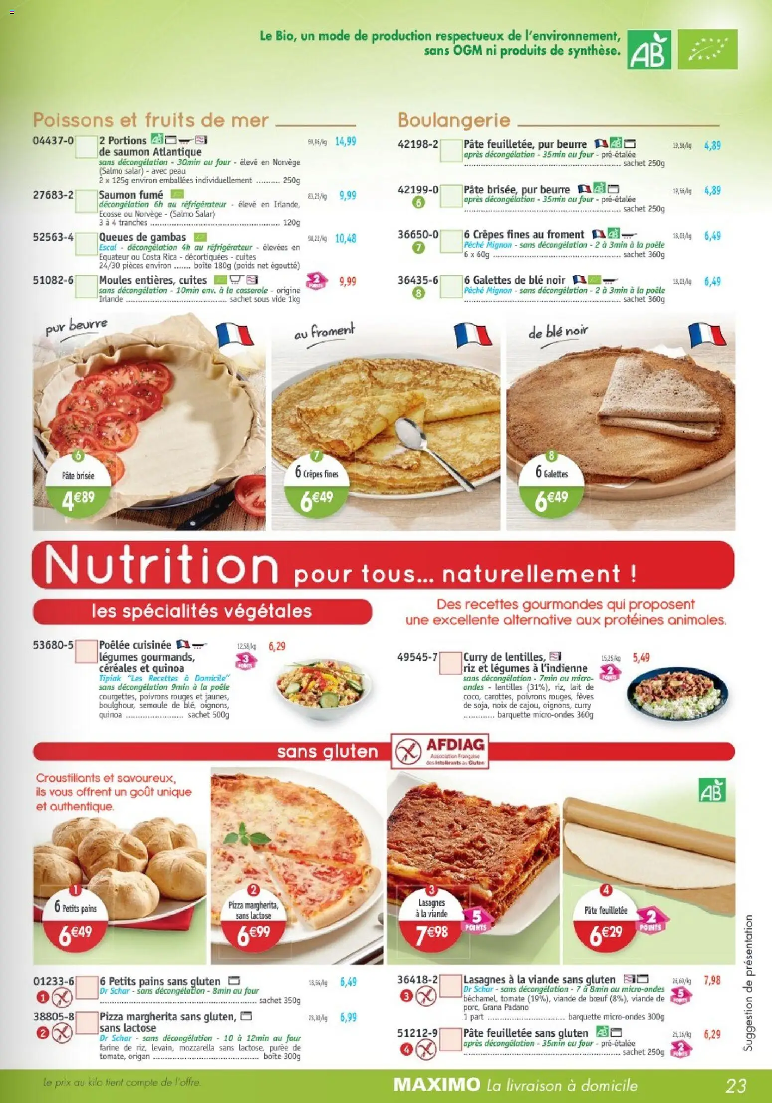 {H1} | Page: 23 | Produits: Fruits de mer, Casserole, Lasagnes, Saumon