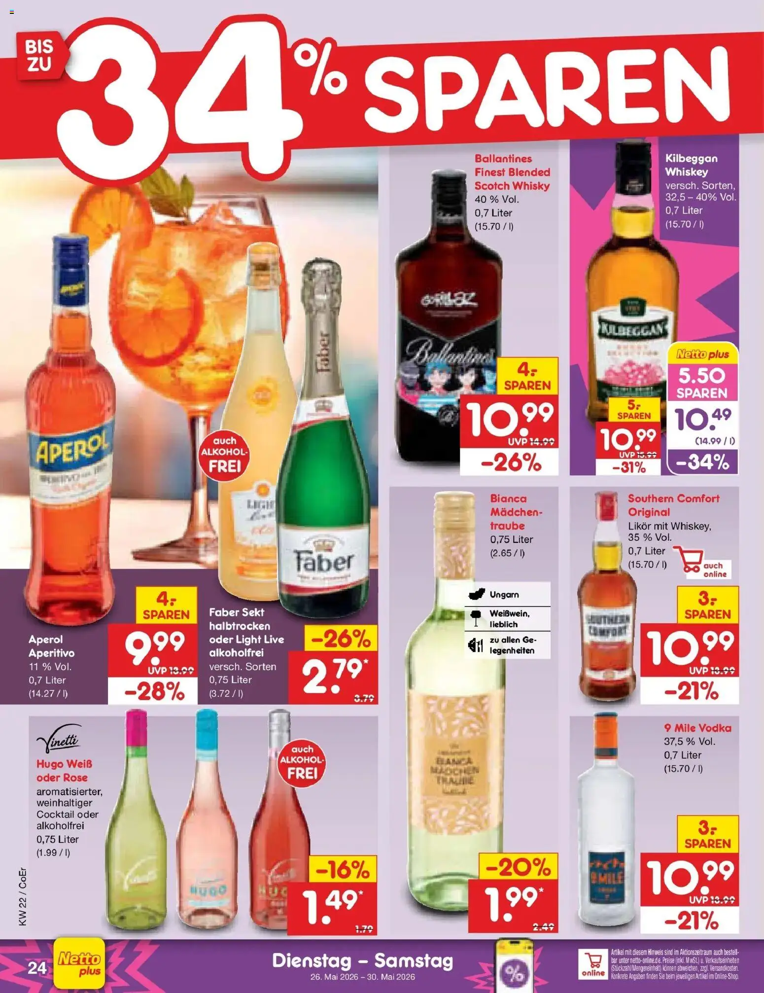 Netto Marken-Discount Prospekt Bitterfeld-Wolfen – gültig ab 26.05.2026 | Seite: 30 | Produkte: Sekt, Aperol, Hugo, Whiskey