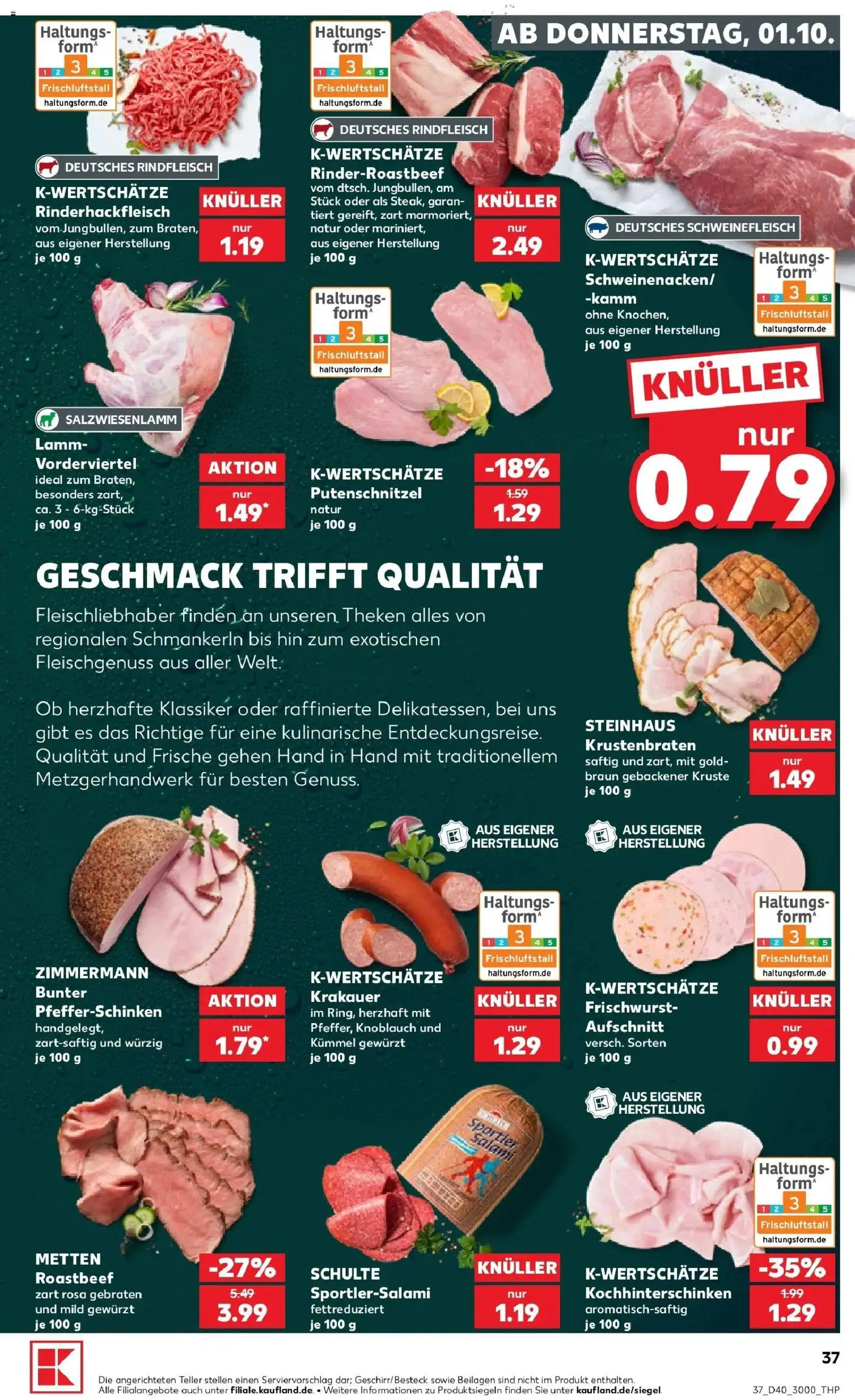 Prospekt Kaufland ab 28.09.2026 » Angebote Online zum Blättern | Seite: 47 | Produkte: Putenschnitzel, Knoblauch, Salami, Rindfleisch