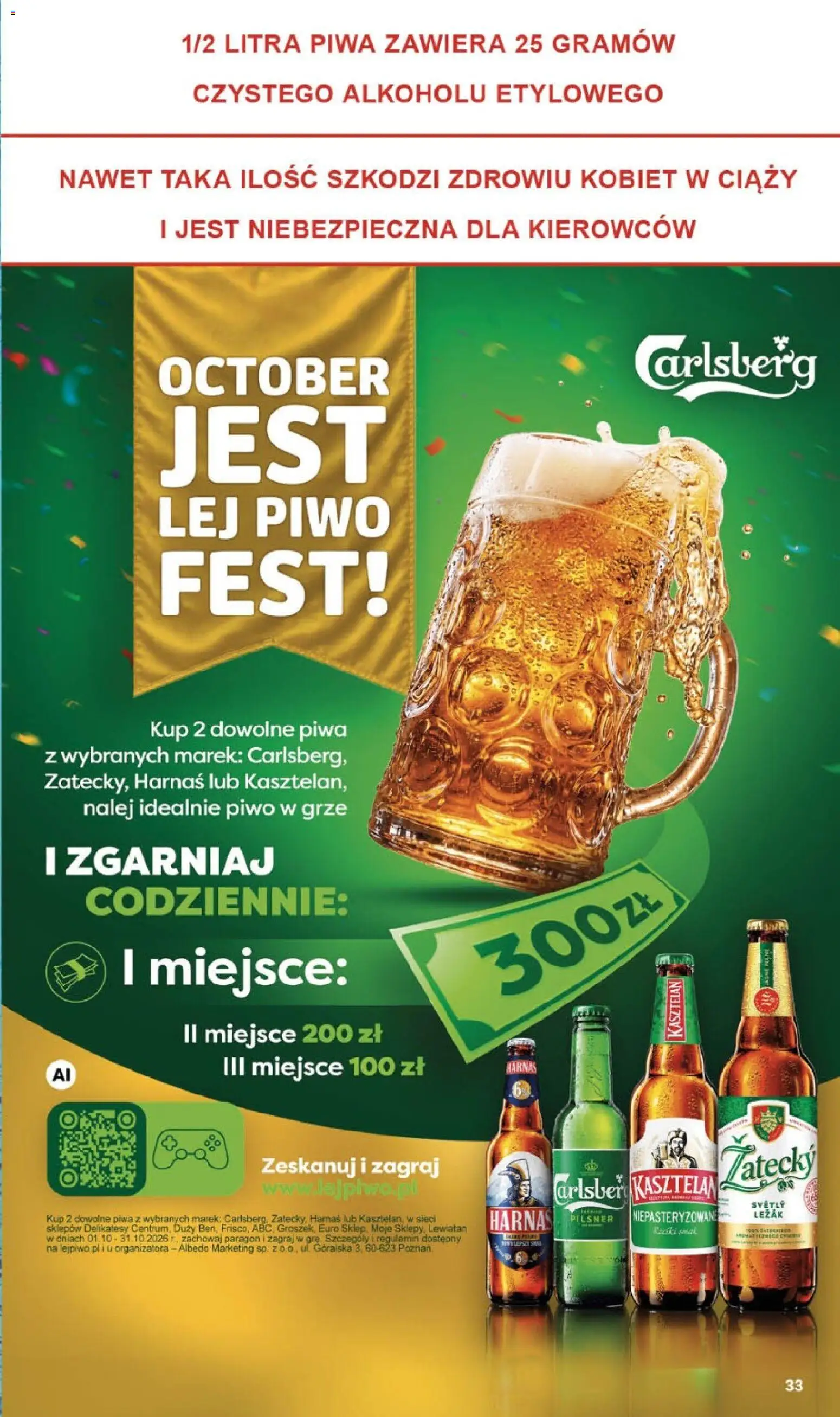 Delikatesy Centrum gazetka od 08.10.2026 | Strona: 33 | Produkty: Leżak, Delikatesy, Harnaś, Piwo
