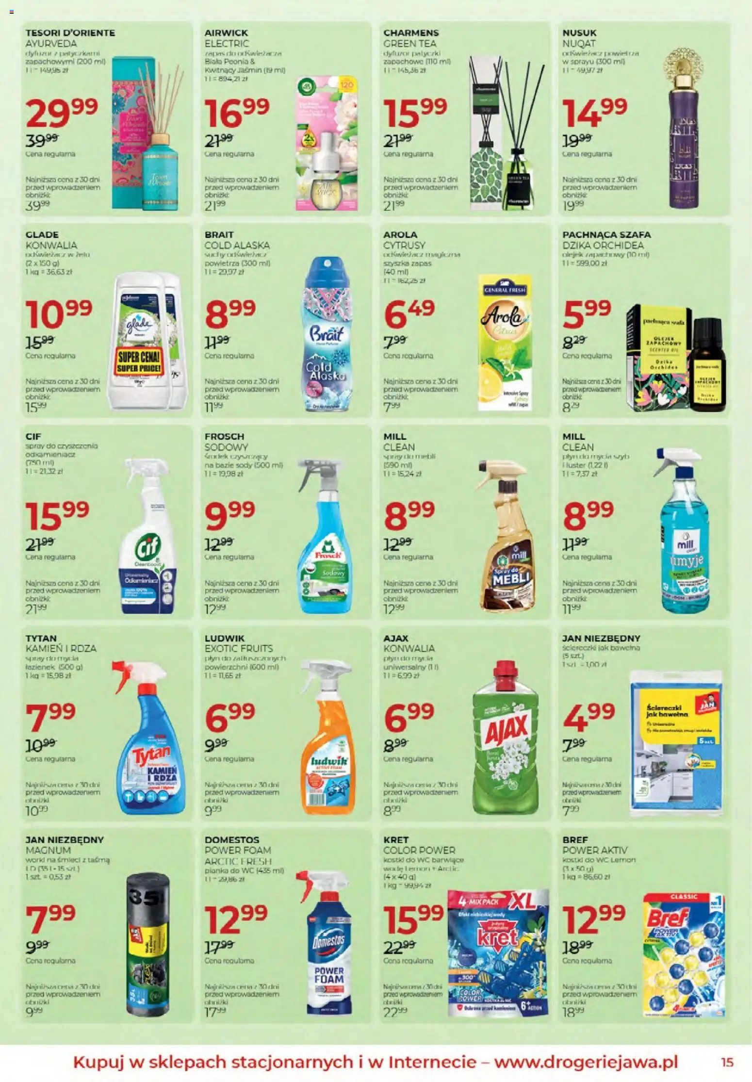 Jawa gazetka od 02.04.2026 | Strona: 15 | Produkty: Kostki do wc, Płyn do mycia szyb, Szafa, Domestos