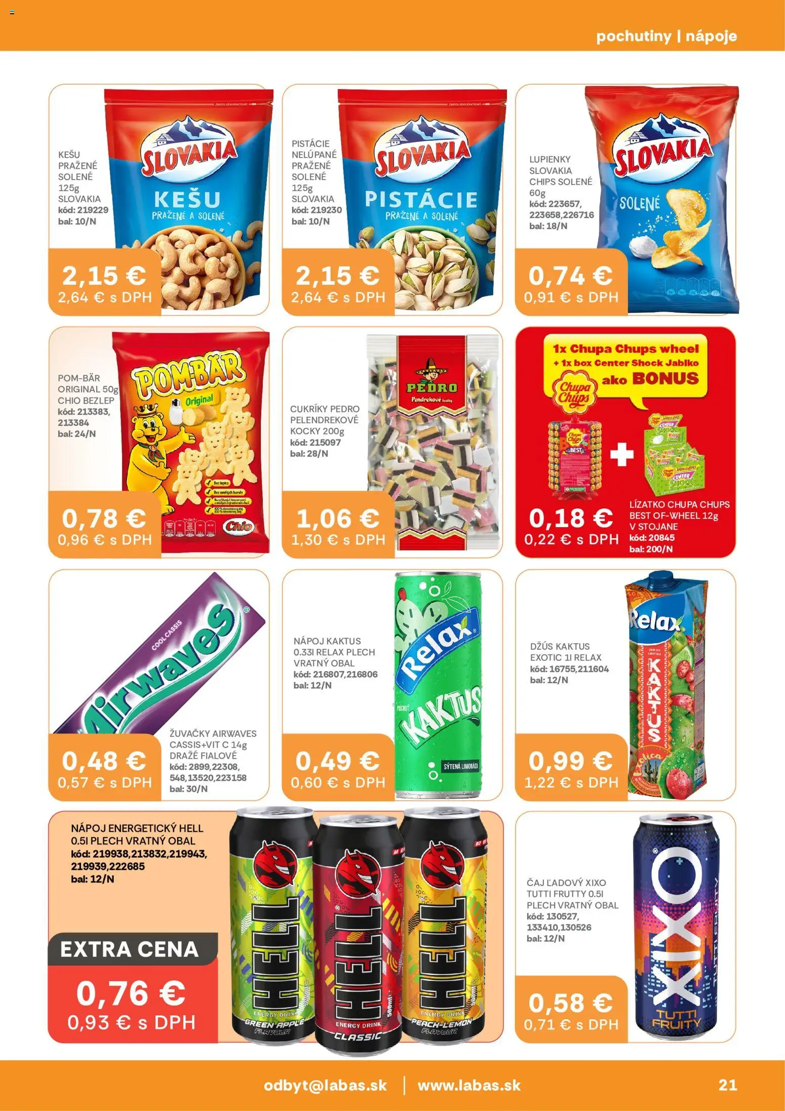Nové Labaš akcie – leták je platný od 08.05.2026 | Strana: 21 | Produkty: Džús, Čaj, Apple, Cukríky