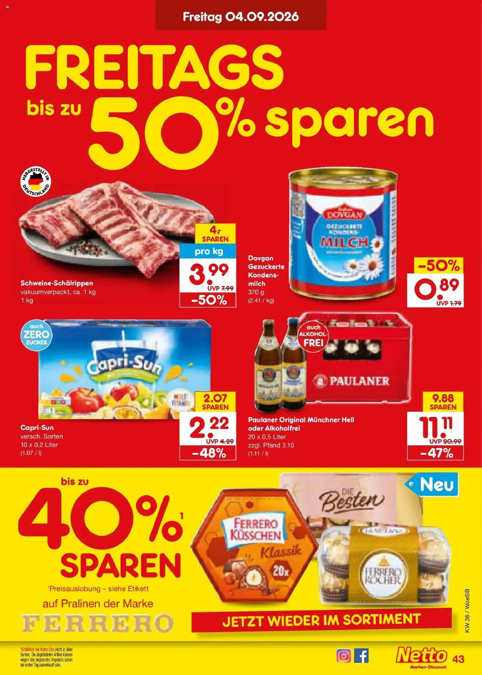 Netto Marken-Discount Prospekt Gemmingen (ab 31.08.2026) » Angebote | Seite: 55 | Produkte: Capri sun, Milch, Alkohol, Paulaner
