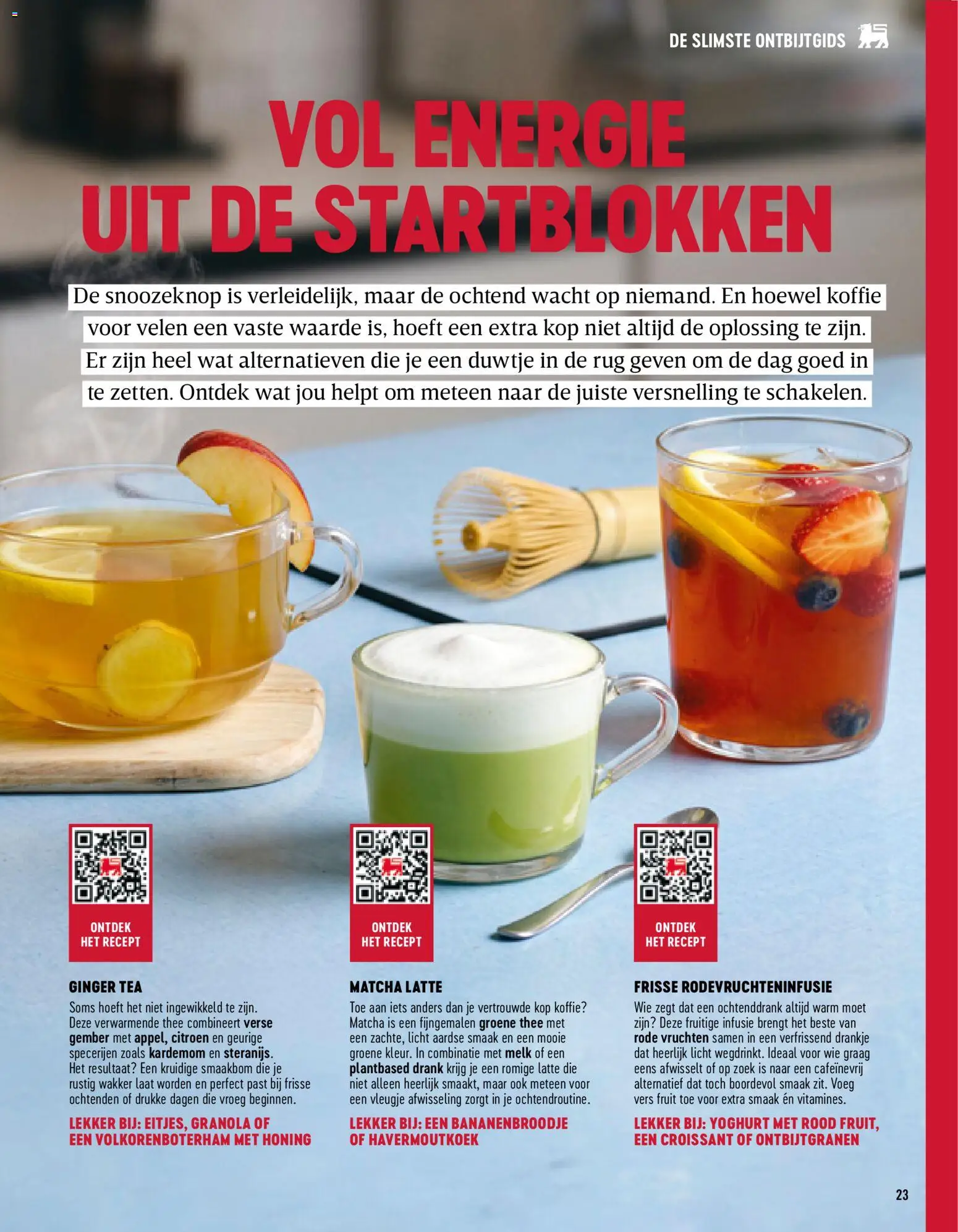 {H1} | Pagina: 23 | Producten: Groene thee, Honing, Gember, Melk