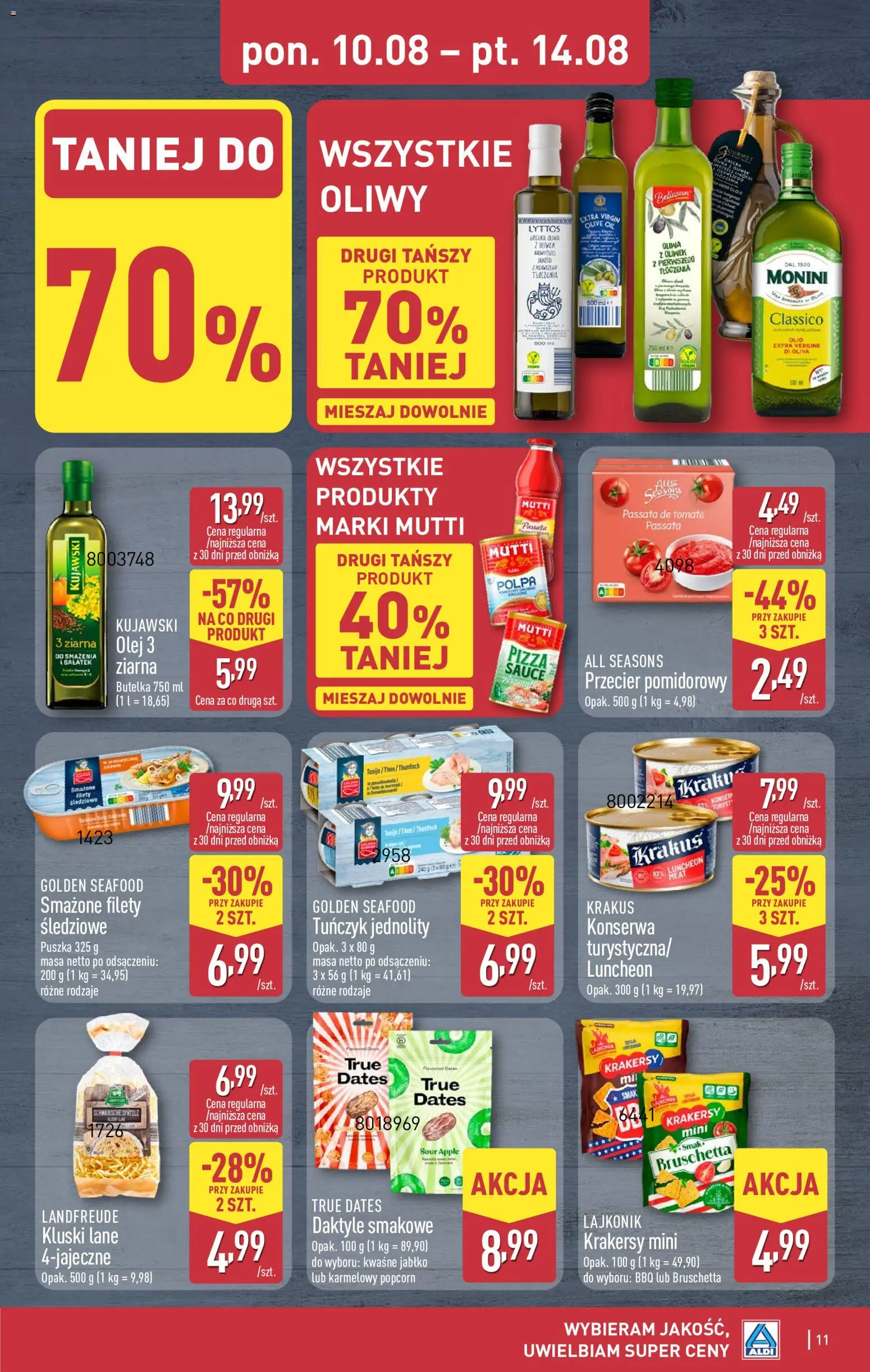 Aldi gazetka od 10.08.2026 | Strona: 11 | Produkty: Przecier pomidorowy, Bruschetta, Kluski, Passata