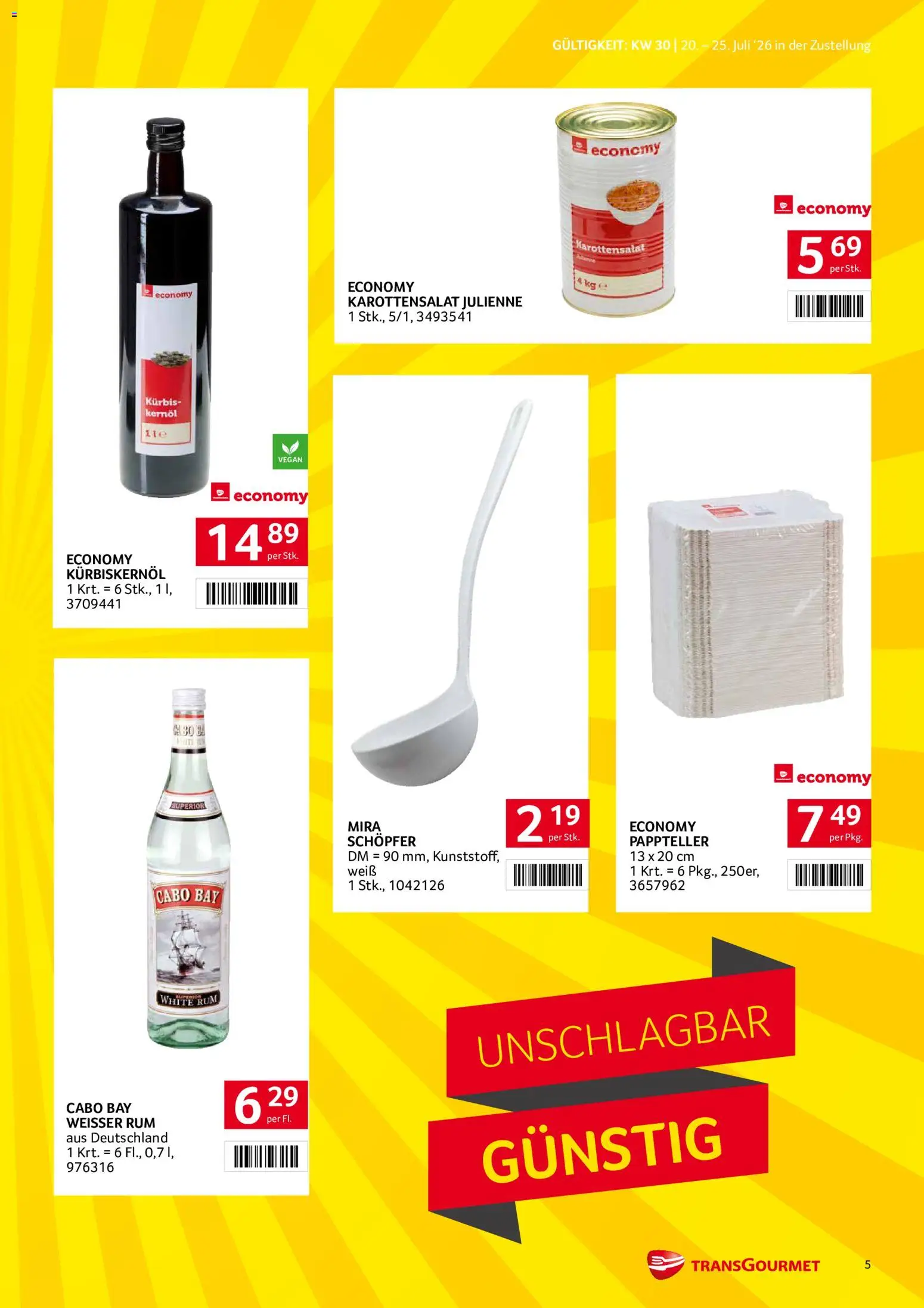 Transgourmet Zustellaktion gültig ab 20.07.2026 | Seite: 5 | Produkte: Kürbis, Hunajamelonit