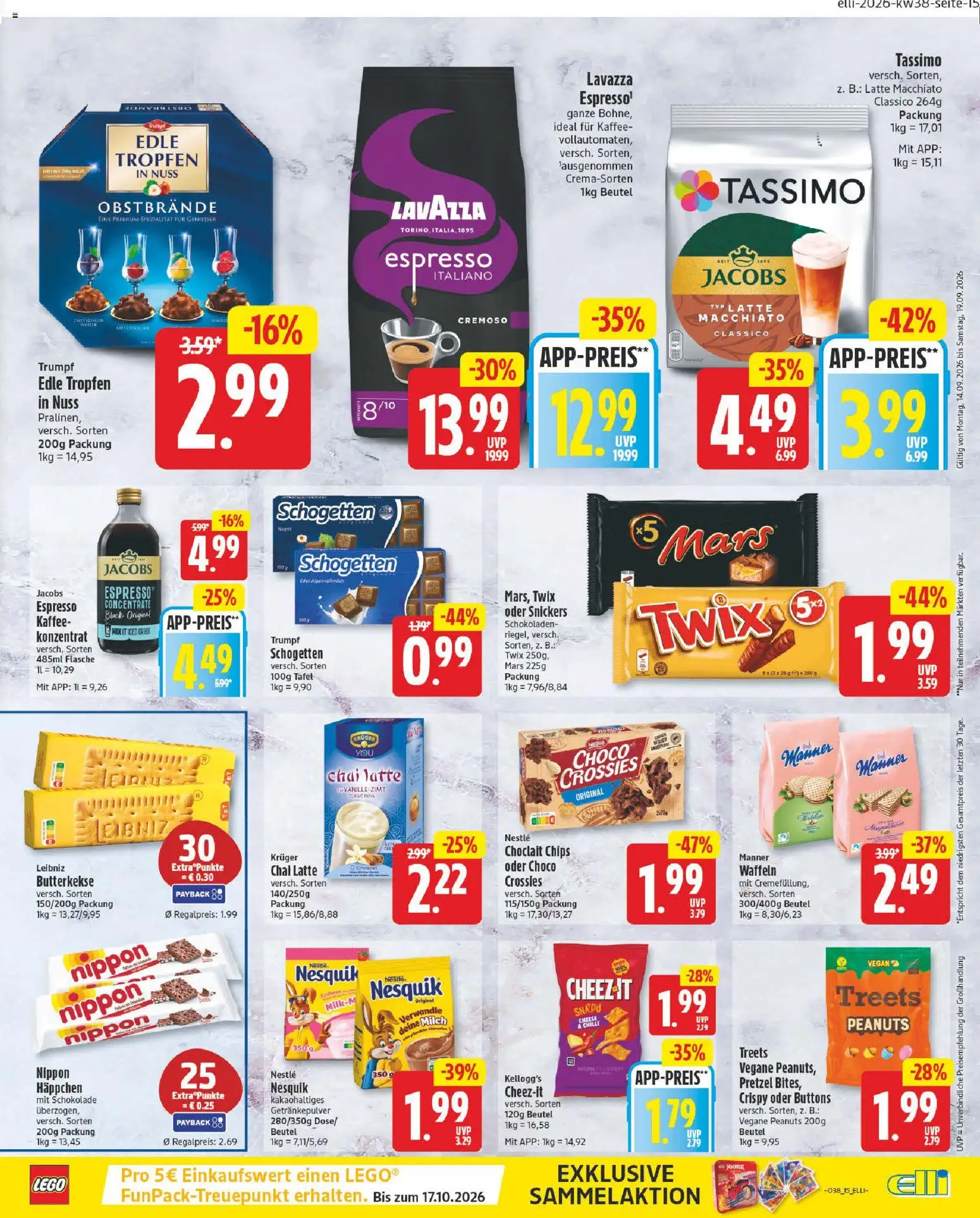 Elli Markt Prospekt – gültig ab 14.09.2026 | Seite: 15 | Produkte: Lavazza, Kaffee, Twix, Tassimo