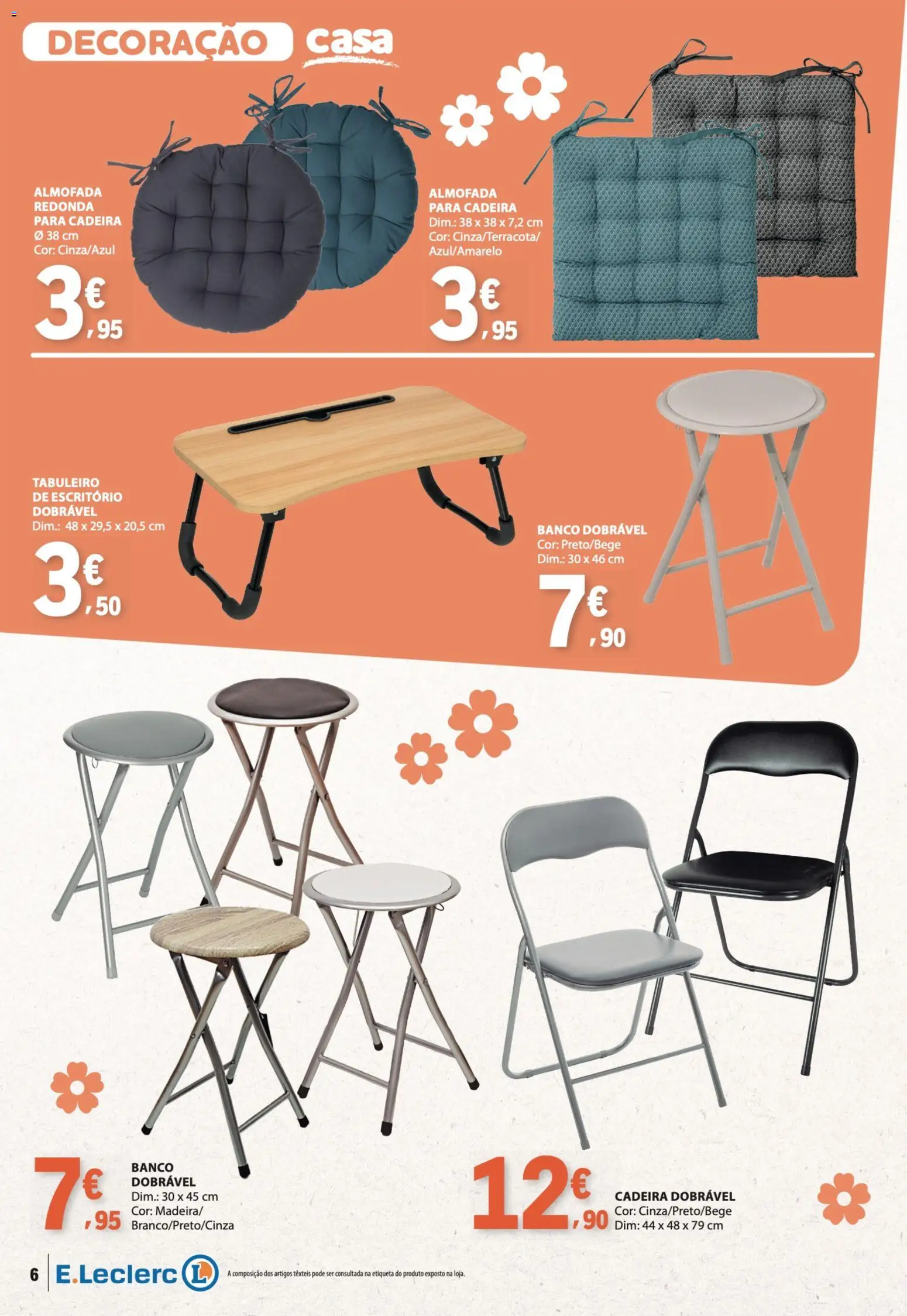 E.Leclerc folheto Feira Animal e Casa │ válido de 29/09/2026 | Página: 6 | Produtos: Banco, Almofada, Cadeira, Decoração