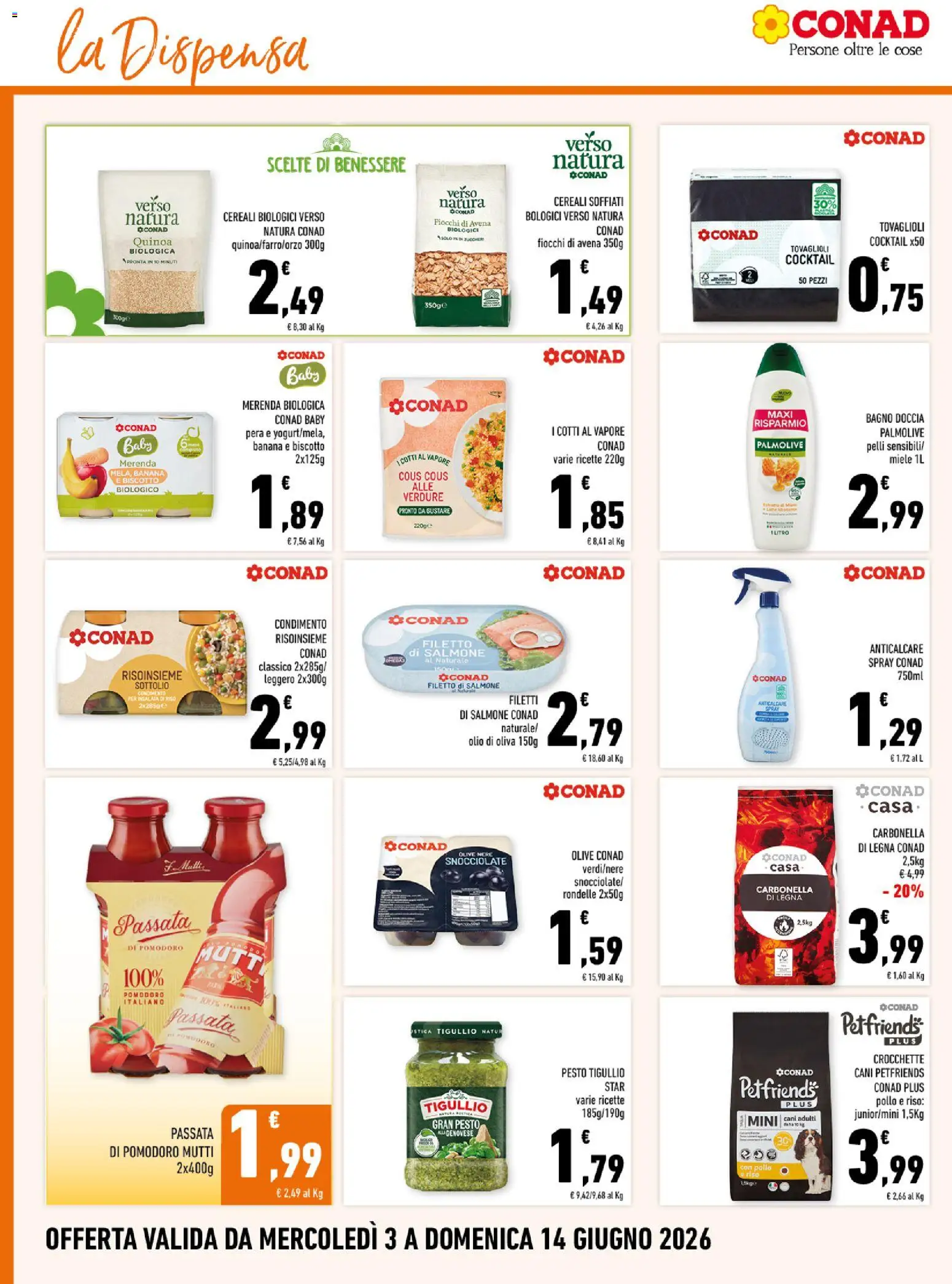 Volantino Conad del 03.06.2026 | Pagina: 14 | Prodotti: Fiocchi, Insalata, Olio, Doccia