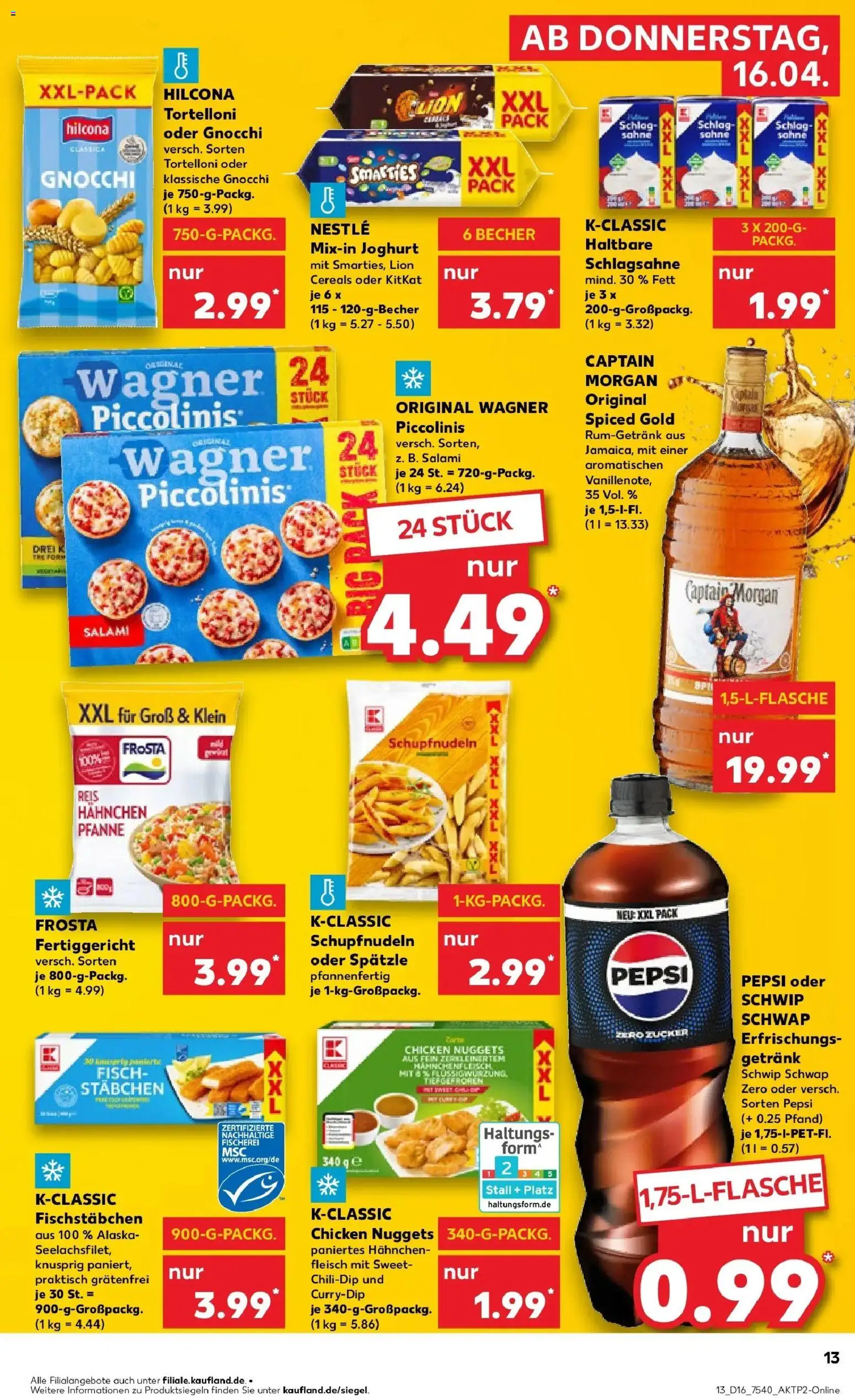 Kaufland Prospekt Freiberg	 – gültig ab 13.04.2026 | Seite: 25 | Produkte: Joghurt, Smarties, Captain morgan, Piccolinis