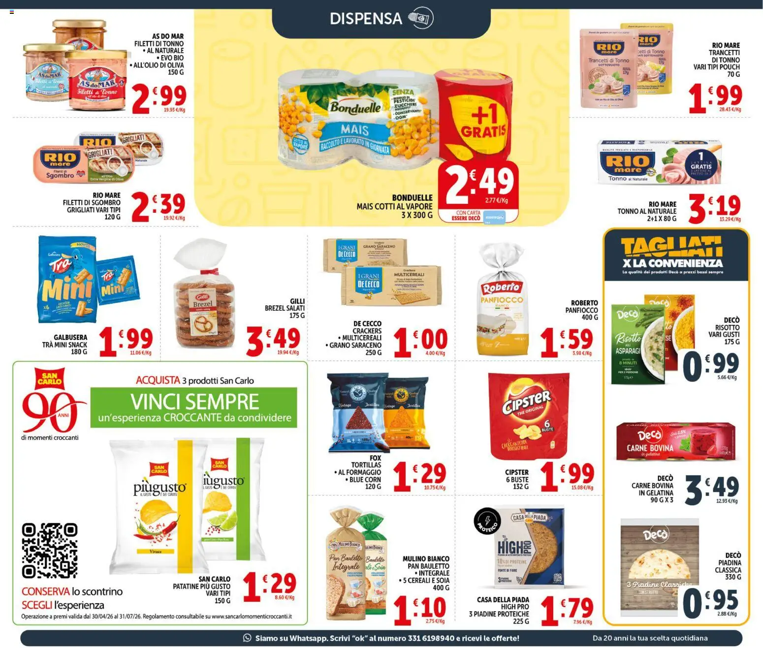 Volantino Decò del 20.05.2026 | Pagina: 15 | Prodotti: Crackers, Tonno al naturale, Mais, Sgombro