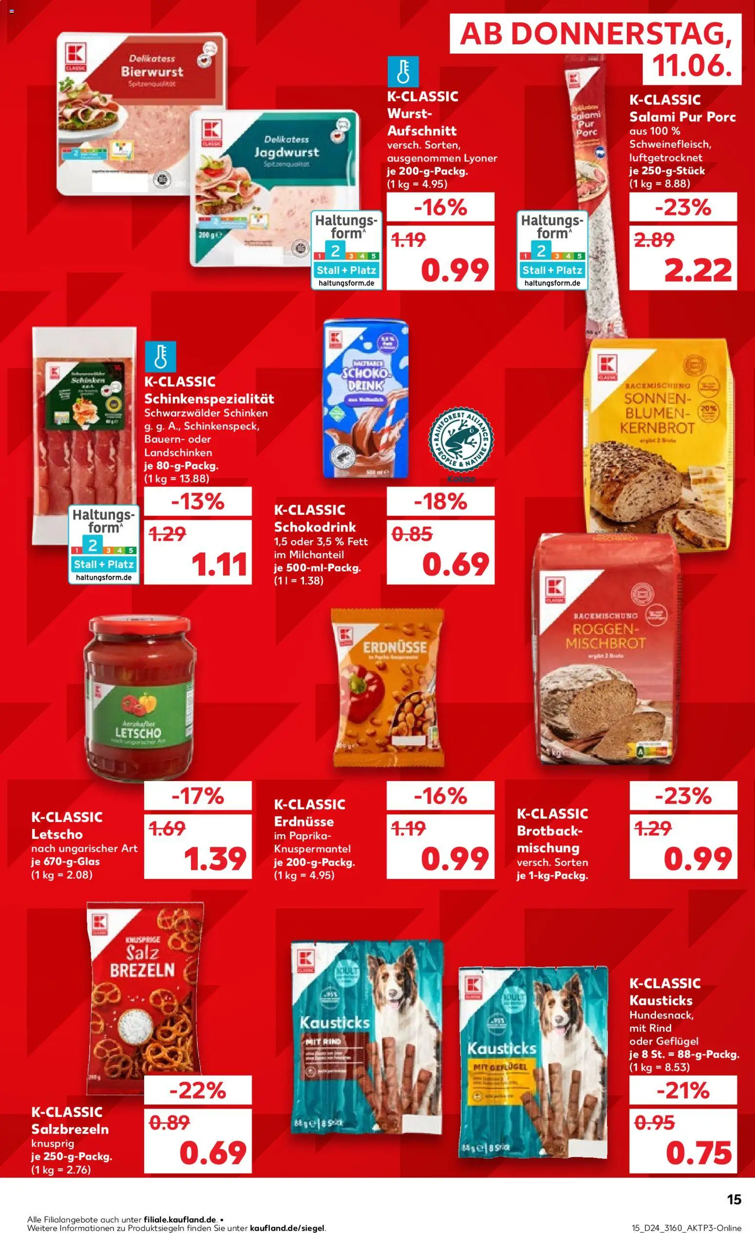 Kaufland Prospekt Jena – gültig ab 11.06.2026 | Seite: 15 | Produkte: Erdnüsse, Paprika, Salami, Schinken
