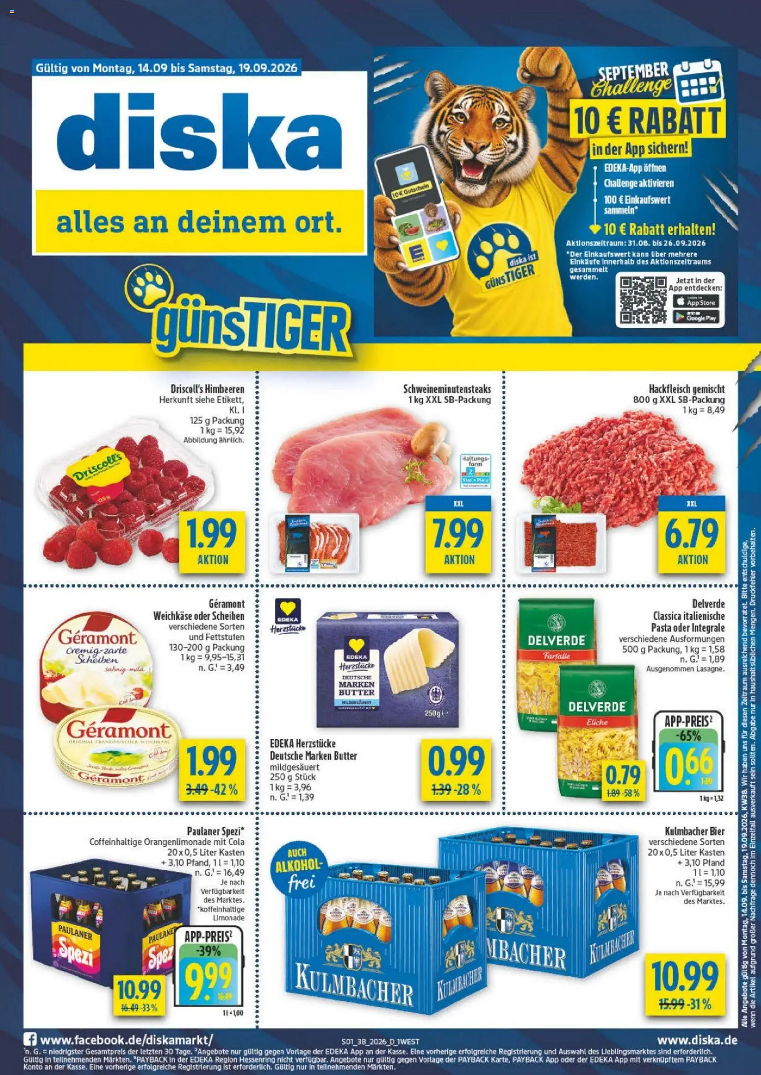 Diska - Diska Angebote Bayern KW38 – gültig ab 09.09.2026 | Seite: 1 | Produkte: Bier, Limonade, Paulaner, Hackfleisch