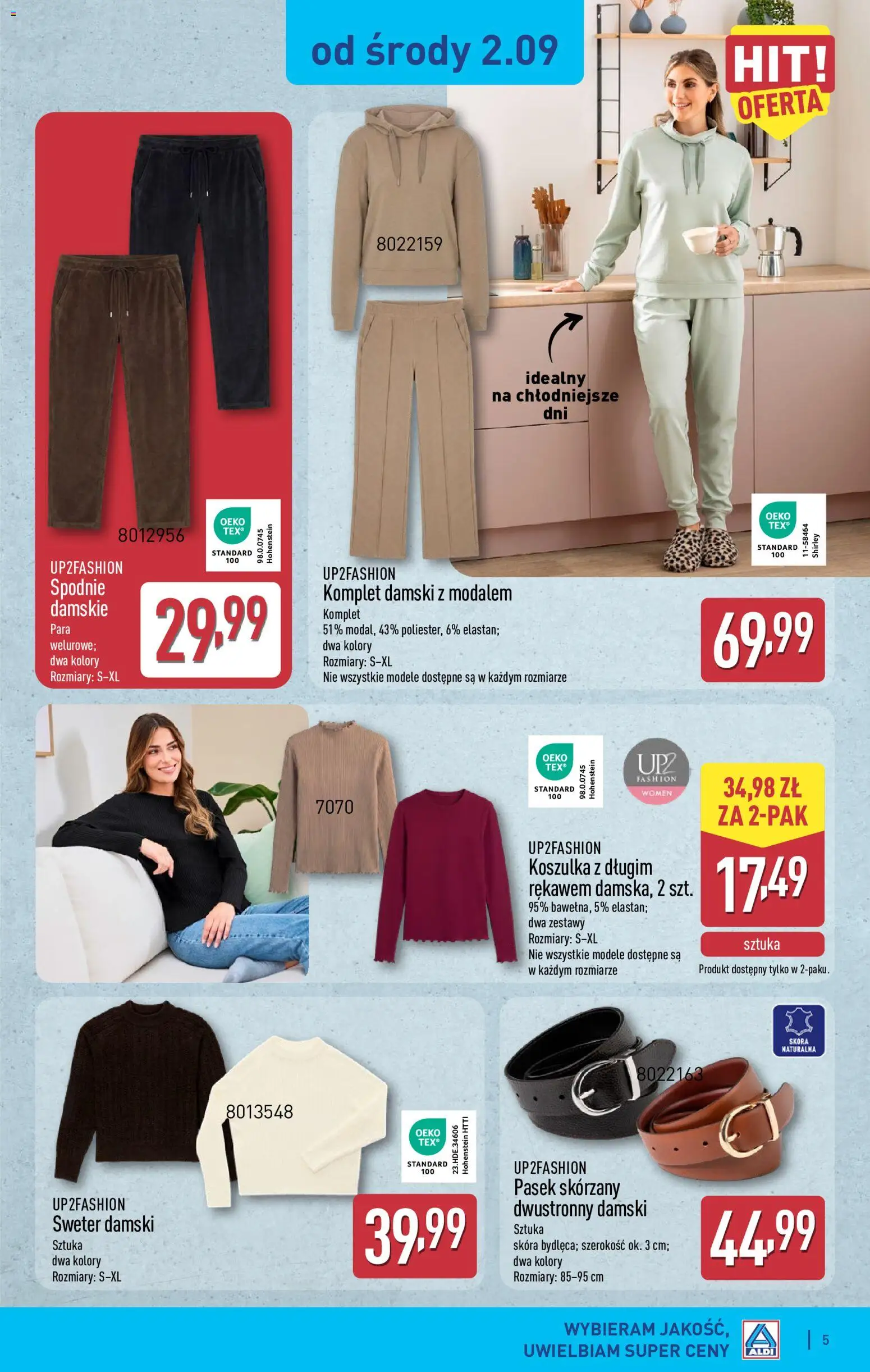 Aldi gazetka - Hity od Środy i od Soboty od 02.09.2026 | Strona: 5 | Produkty: Sweter, Spodnie, Pasek