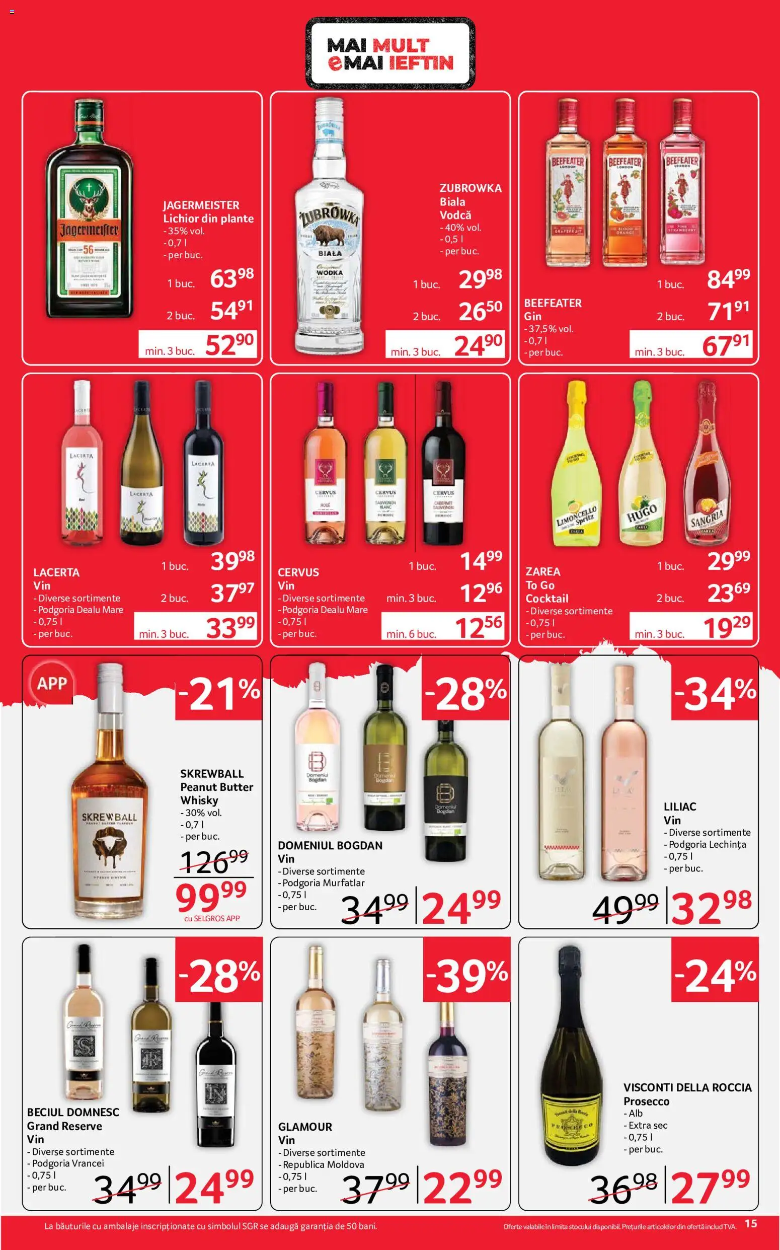 Noul catalog Selgros – valabil de la 21.08.2026 | Pagină: 15 | Produse: Vodca, Prosecco, Cocktail, Hugo