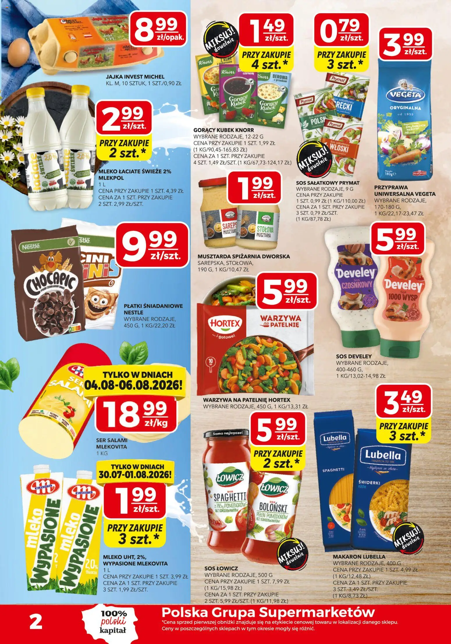 Top Market gazetka mini od 30.07.2026 | Strona: 2 | Produkty: Musztarda, Ser, Jajka, Makaron