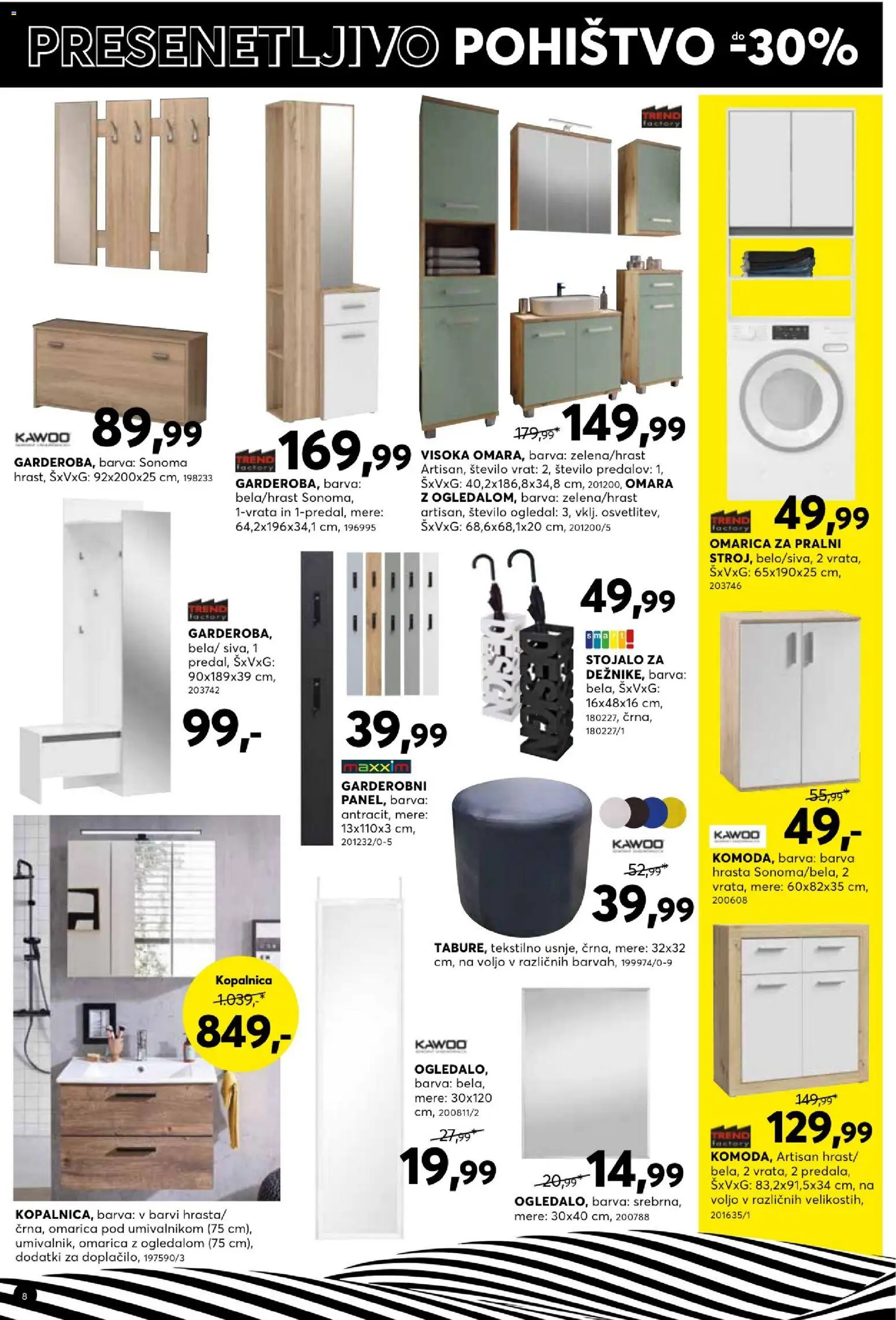 Novi Dipo katalog ponudbe – veljaven od 02.09.2026 | Stran: 8 | Izdelki: Pohištvo, Omara, Barva, Omarica