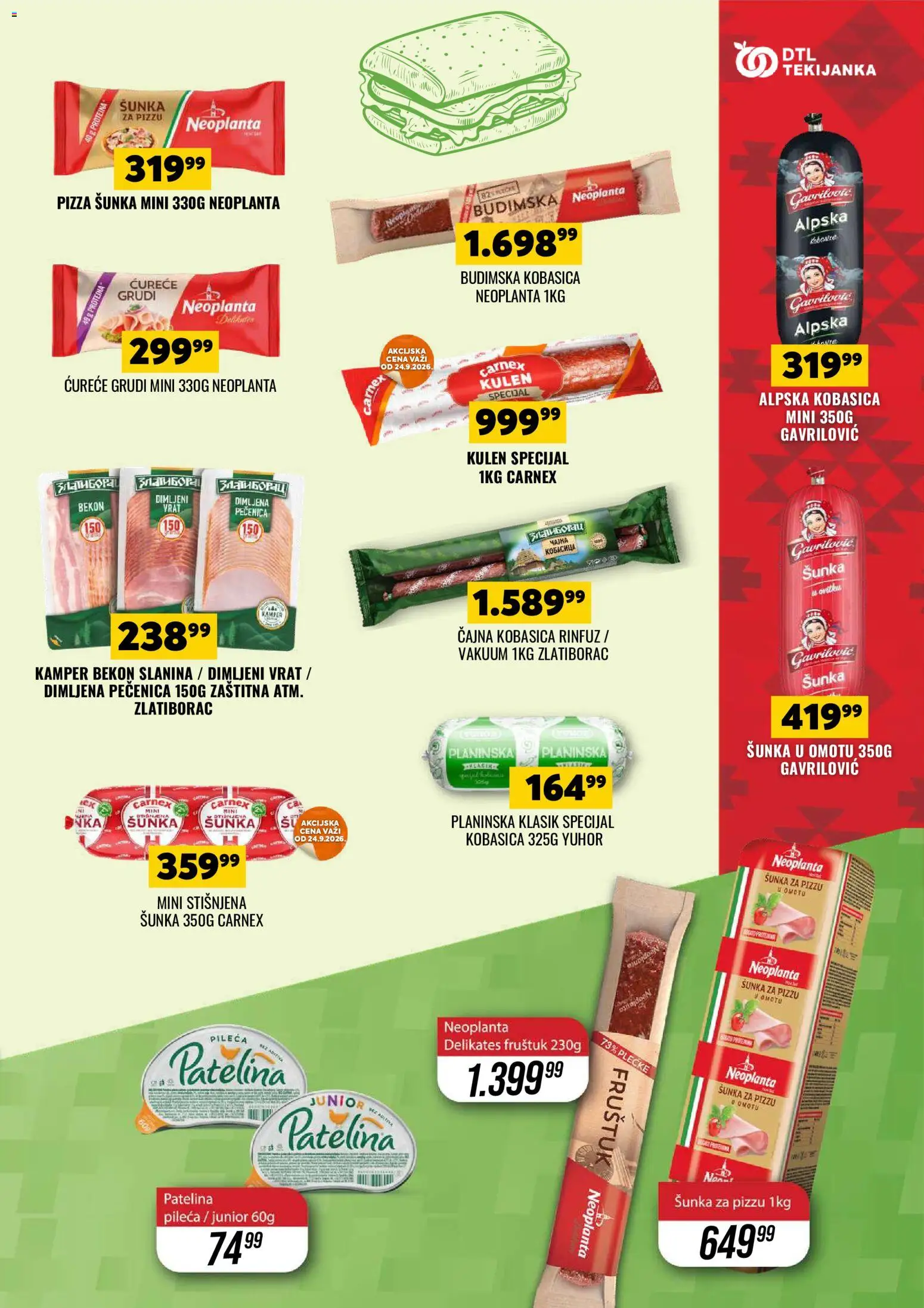 Tekijanka katalog - važi od 23.09.2026 | Strana: 9 | Proizvode: Budimska kobasica, Kobasica, Dimljeni vrat, Pečenica