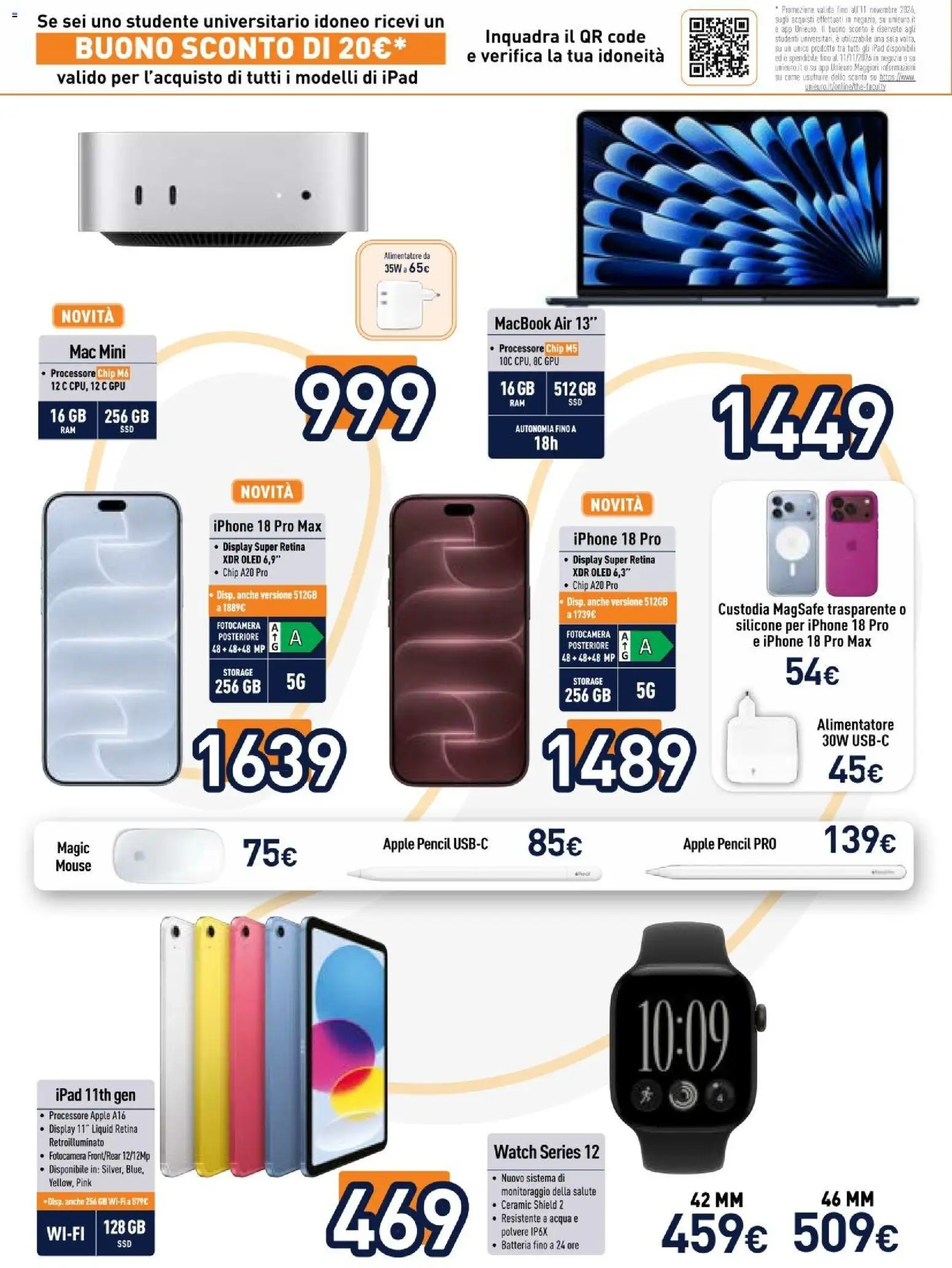 Volantino Unieuro del 12/10/2026 | Pagina: 12 | Prodotti: Macbook air, Silicone, Ipad, Macbook